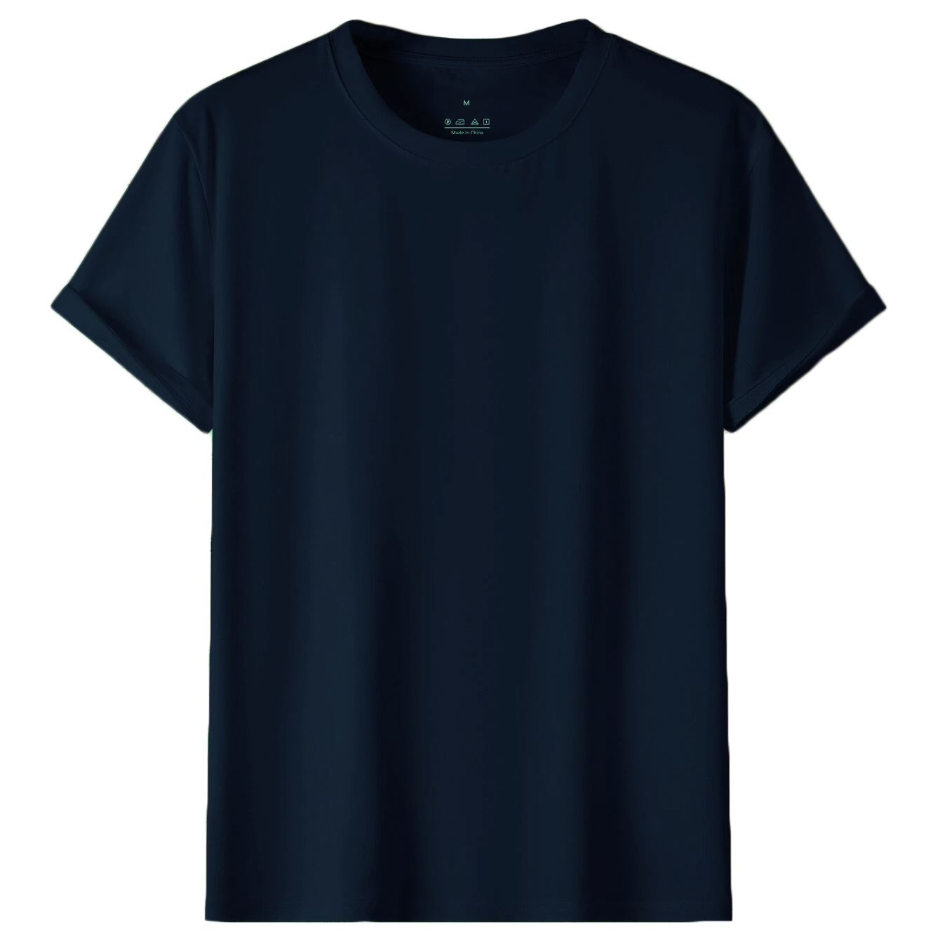 V474-613144-100263-00 Adult 100% Cotton T-Shirt Unisex Men's Basic Plain Blank Crew Tee Tops Shirts, Navy, L - Image 1