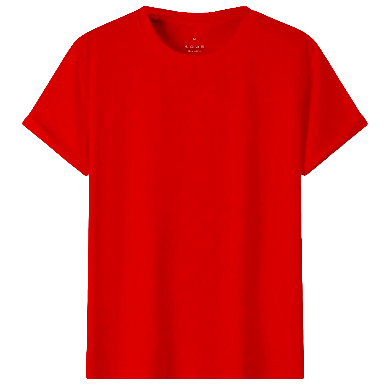 V474-613154-100281-00 Adult 100% Cotton T-Shirt Unisex Men's Basic Plain Blank Crew Tee Tops Shirts, Red, S - Image 1