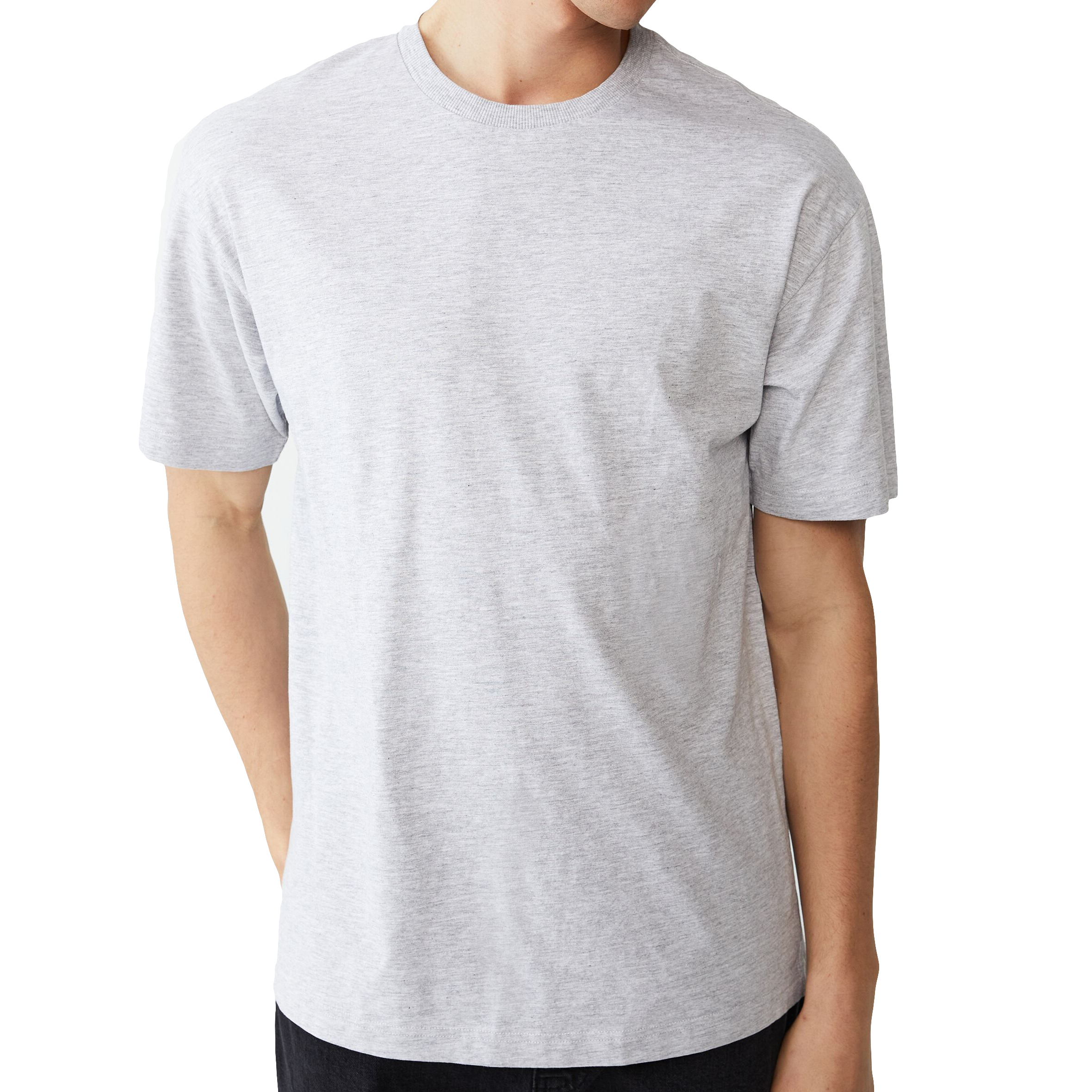V474-613179-100321-00 Adult 100% Cotton T-Shirt Unisex Men's Basic Plain Blank Crew Tee Tops Shirts, Light Grey, S - Image 1