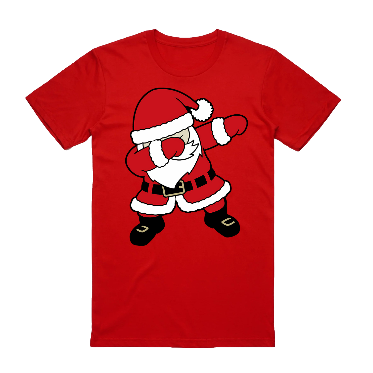 V474-626597-99807-00 100% Cotton Christmas T-shirt Adult Unisex Tee Tops Funny Santa Party Custume, Dancing Santa (Red), 3XL - Image 1