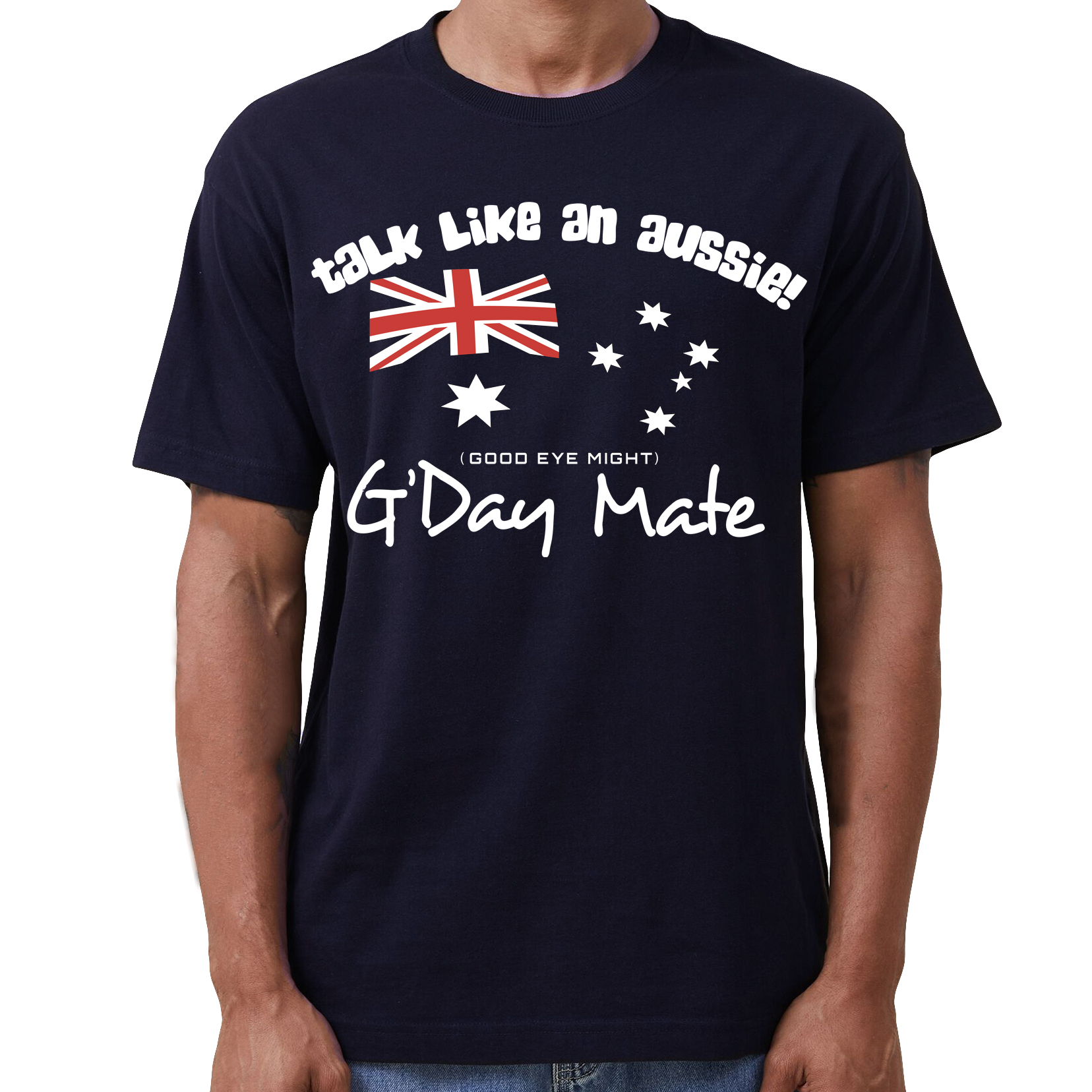 V474-635266-216789-00 100% Cotton Australian Day Flag T-Shirt Aussie G'Day Mate Navy Souvenir Tee Top, Navy, M - Image 1