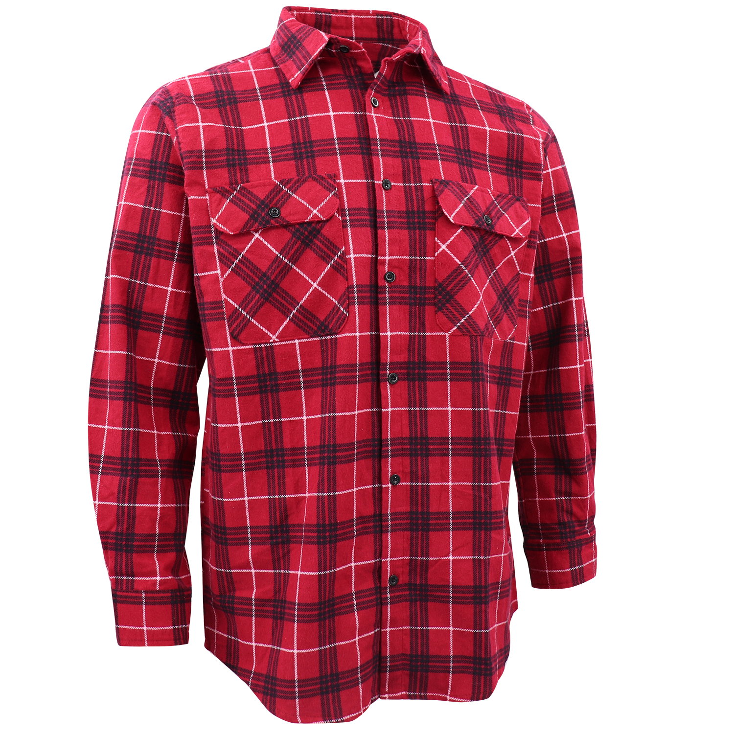 V474-666628-202505281236-00 Men's 100% Cotton Flannelette Shirt Long Sleeve Plaid Check Flannel w Pockets, Scarlet Ember Plaid, 3XL - Image 1