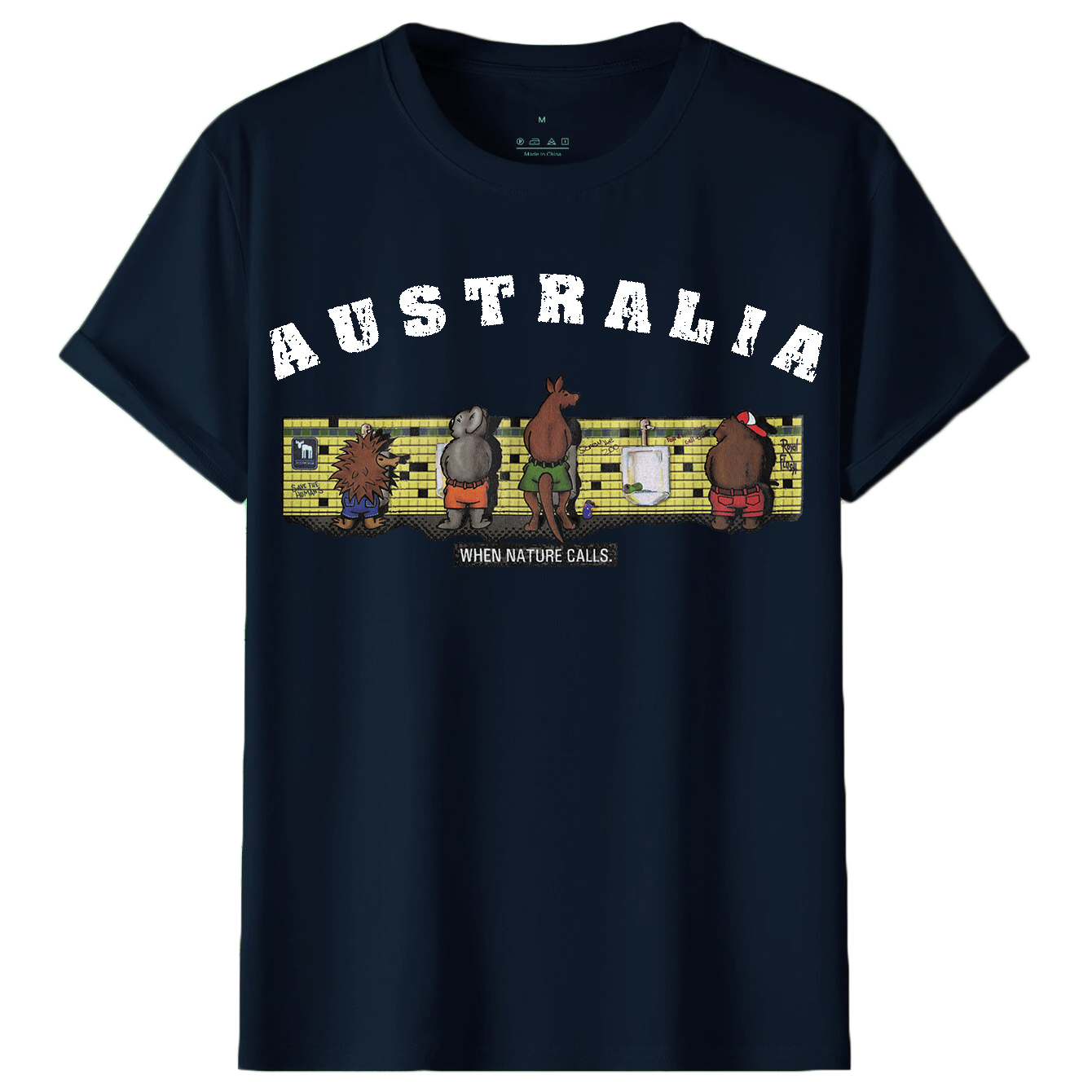 V474-686738-219327-00 Adult 100% Cotton T Shirt Australia When Nature Calls Souvenir Tee Fun Tops Gift, Navy, 2XL - Image 1