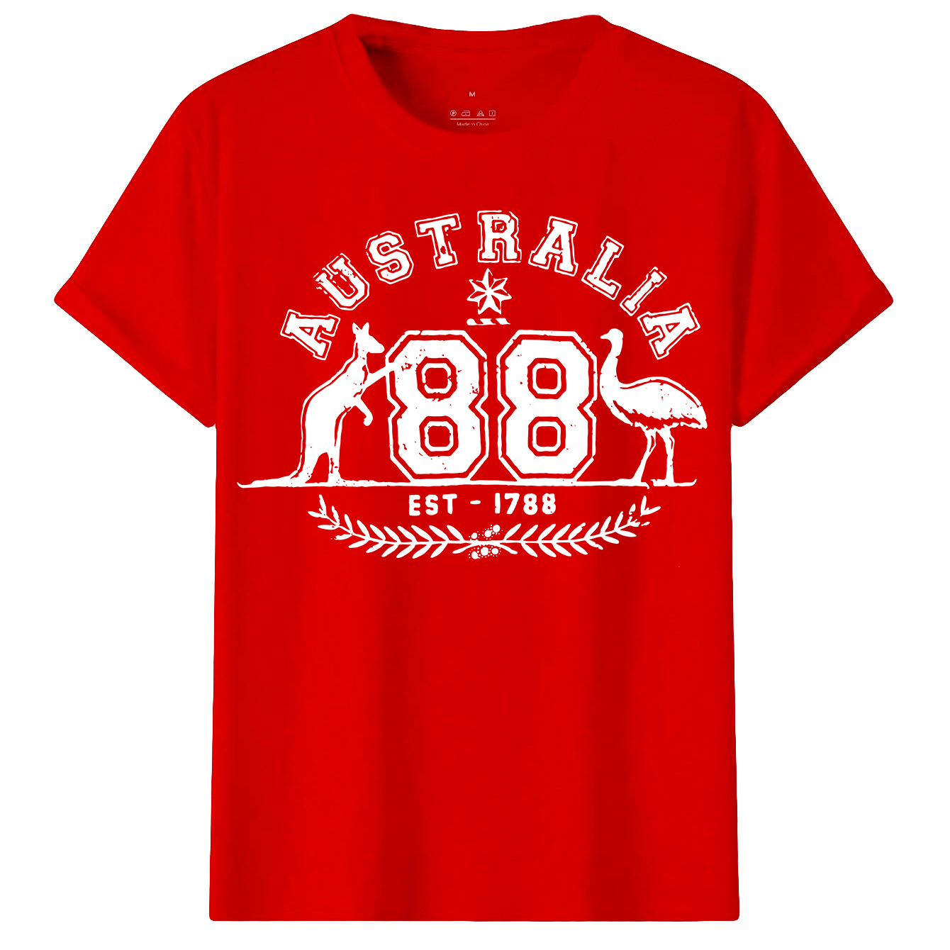 V474-687770-202503241152-00 Adult Unisex 100% Cotton T Shirt Australia Kangaroo Emu Aussie Souvenir Tee Tops, Red, 3XL - Image 1