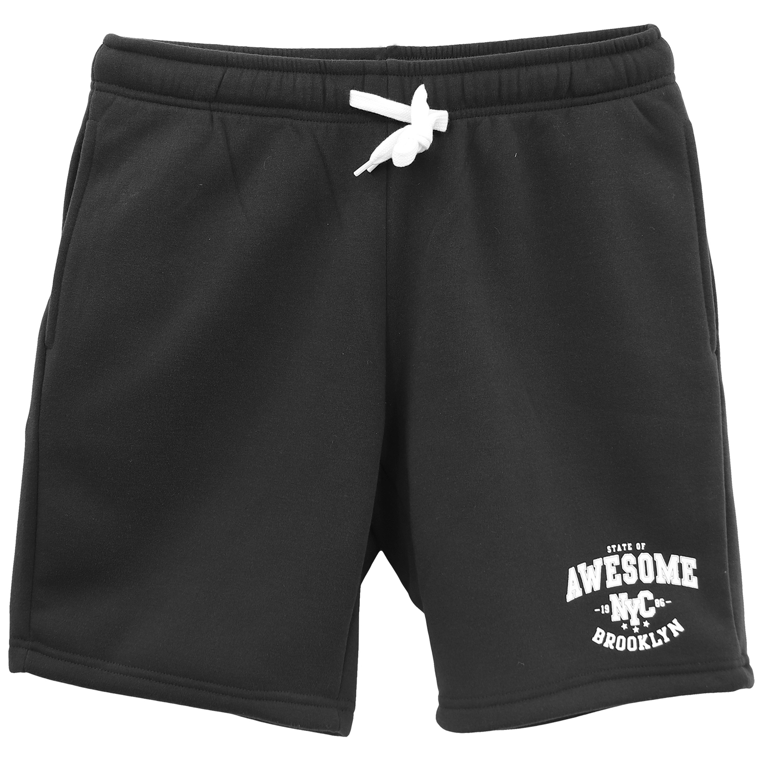 V474-700098-202502241805-00 Men's Fleece Shorts Casual Sports Sweat Pants w Elastic Waist Drawstring Pockets, Black, XS - Image 1