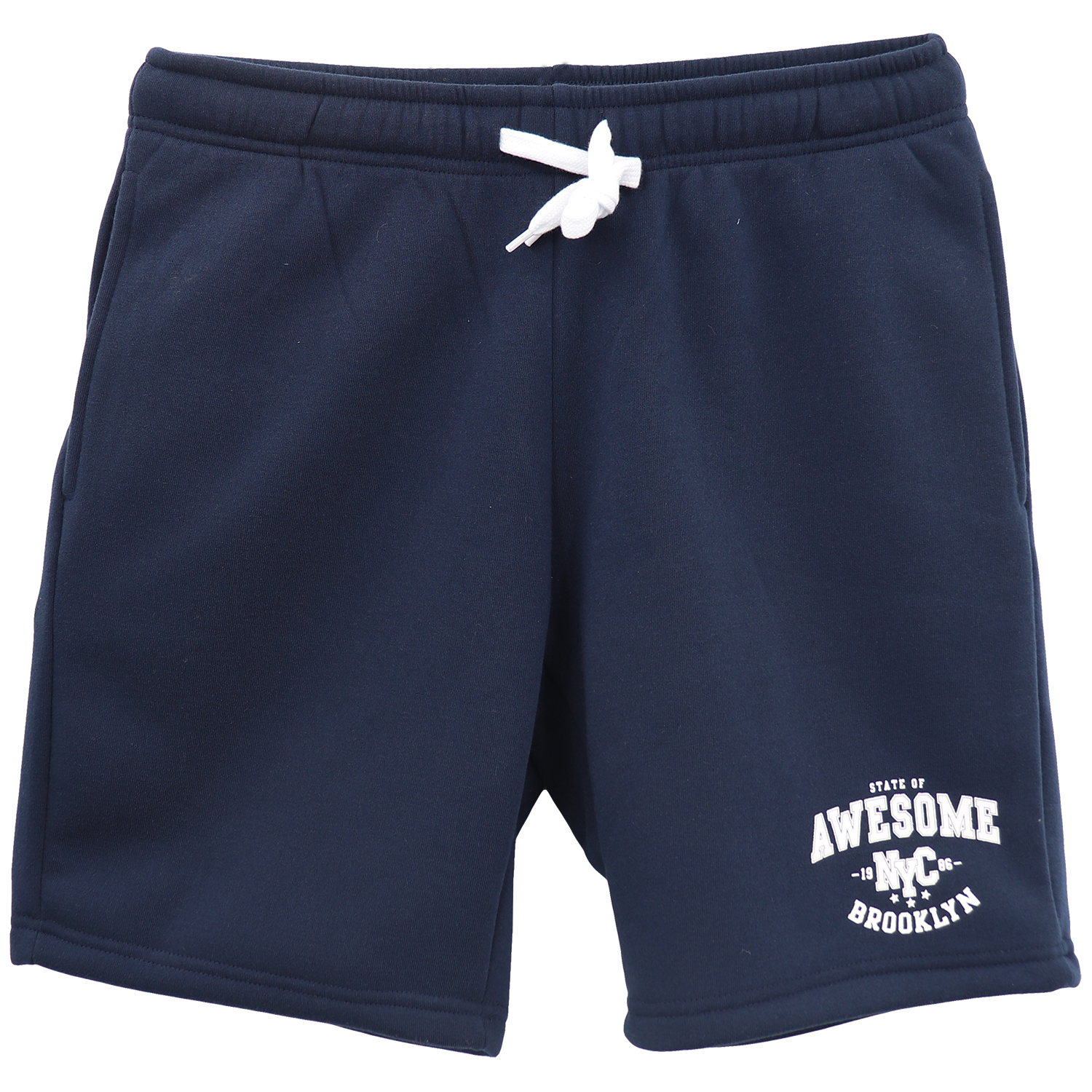 V474-700124-216814-00 Men's Fleece Shorts Casual Sports Sweat Pants w Elastic Waist Drawstring Pockets, Navy, M - Image 1