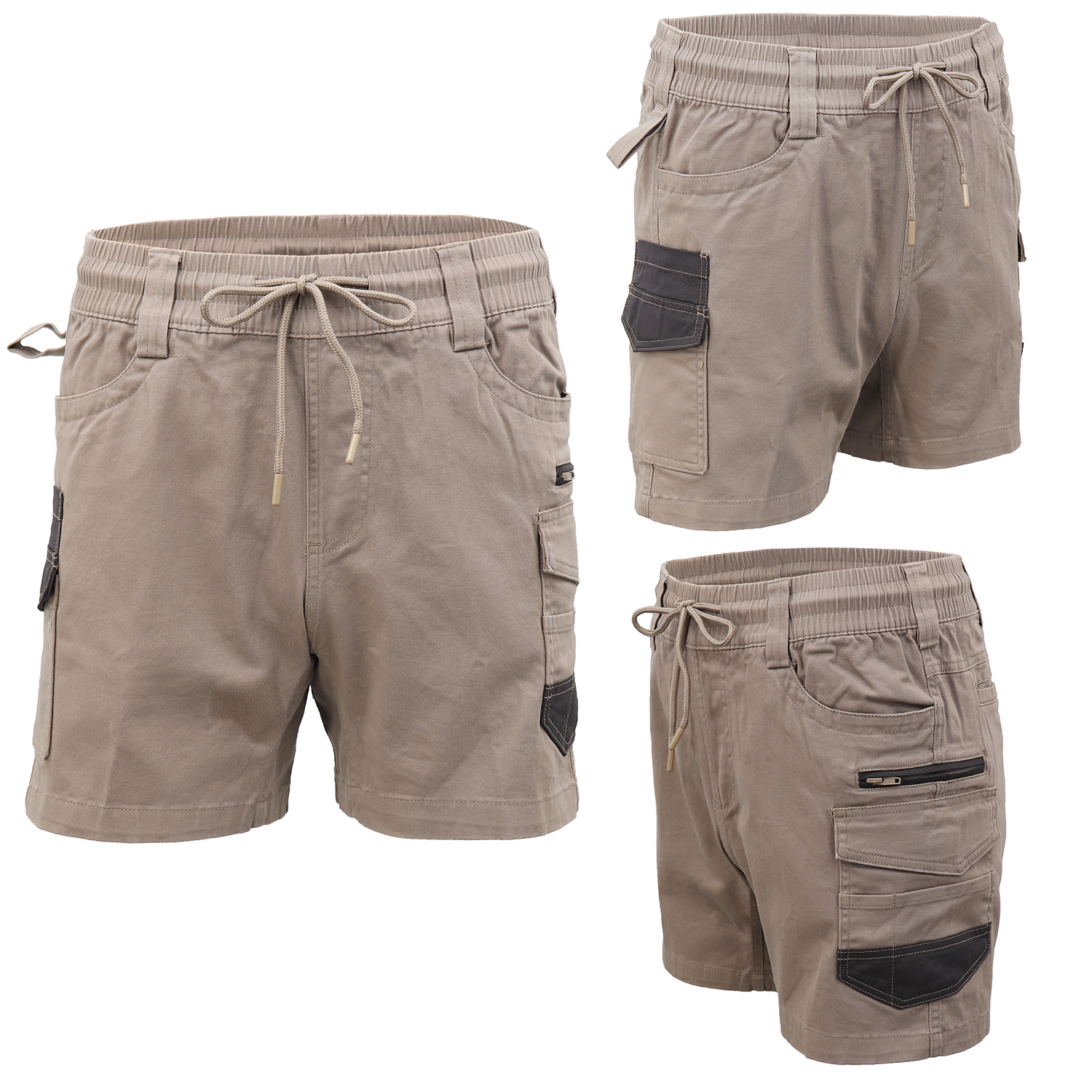 V474-739035-202505281141-00 Mens Cargo Cotton Work Shorts 10 Pockets Tradies Utility Pants Workwear Trousers, Khaki, 40 - Image 1