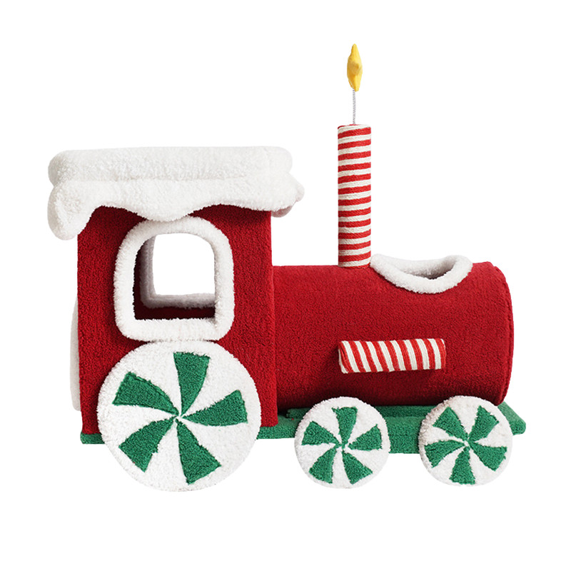 V488-Z1A00117-91741-00 Christmas Gift Train Cat Tree Cat nest Integrated Cat Nest Toy Scratching Post - Image 1