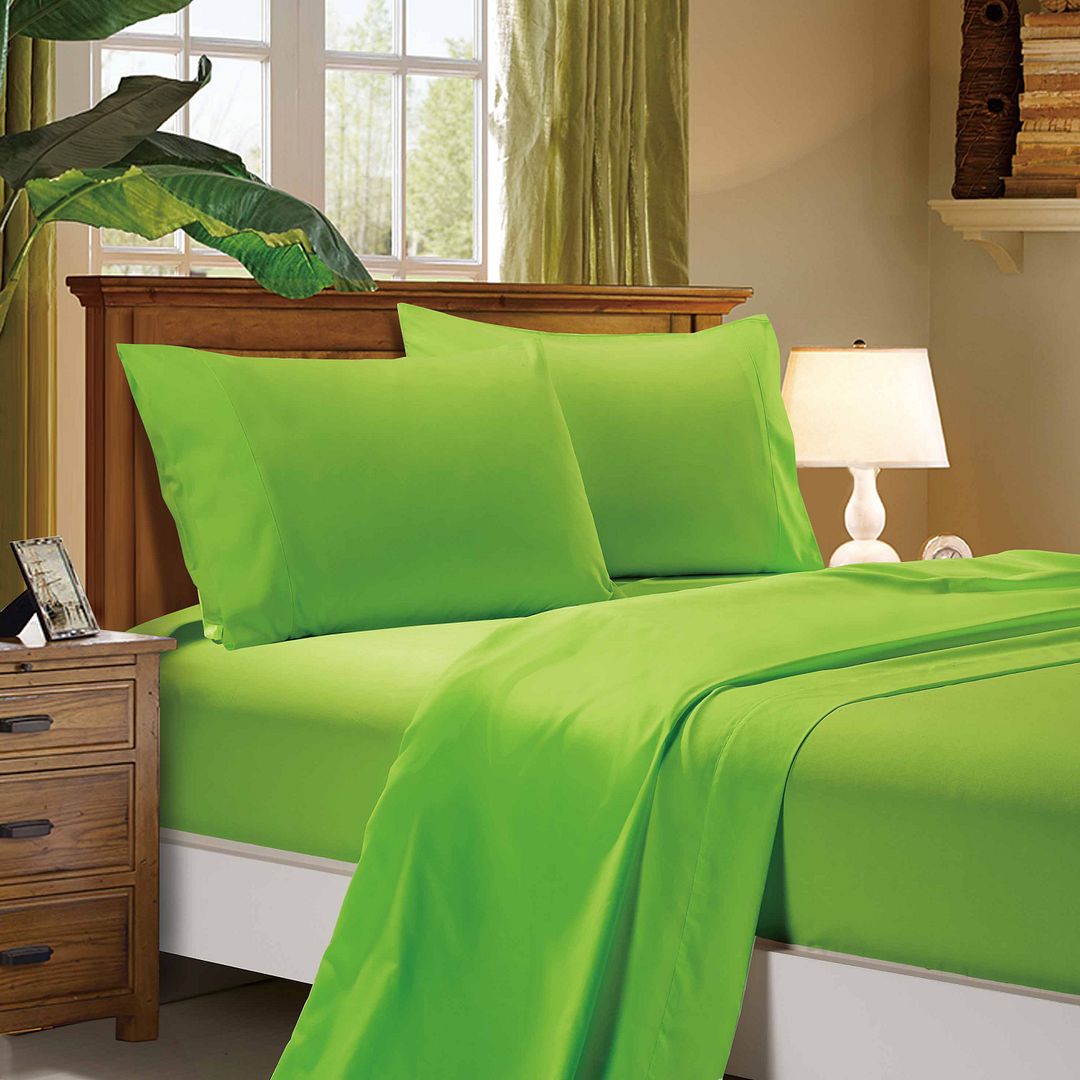 V493-ADS-08-88528-00 1000TC Ultra Soft Double Size Bed Green Flat & Fitted Sheet Set - Image 1