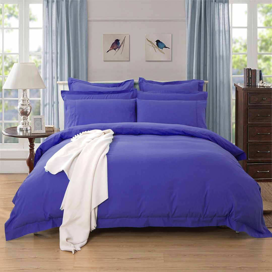 V493-D-3-88172-00 1000TC Tailored Double Size Royal Blue Duvet Quilt Cover Set - Image 1