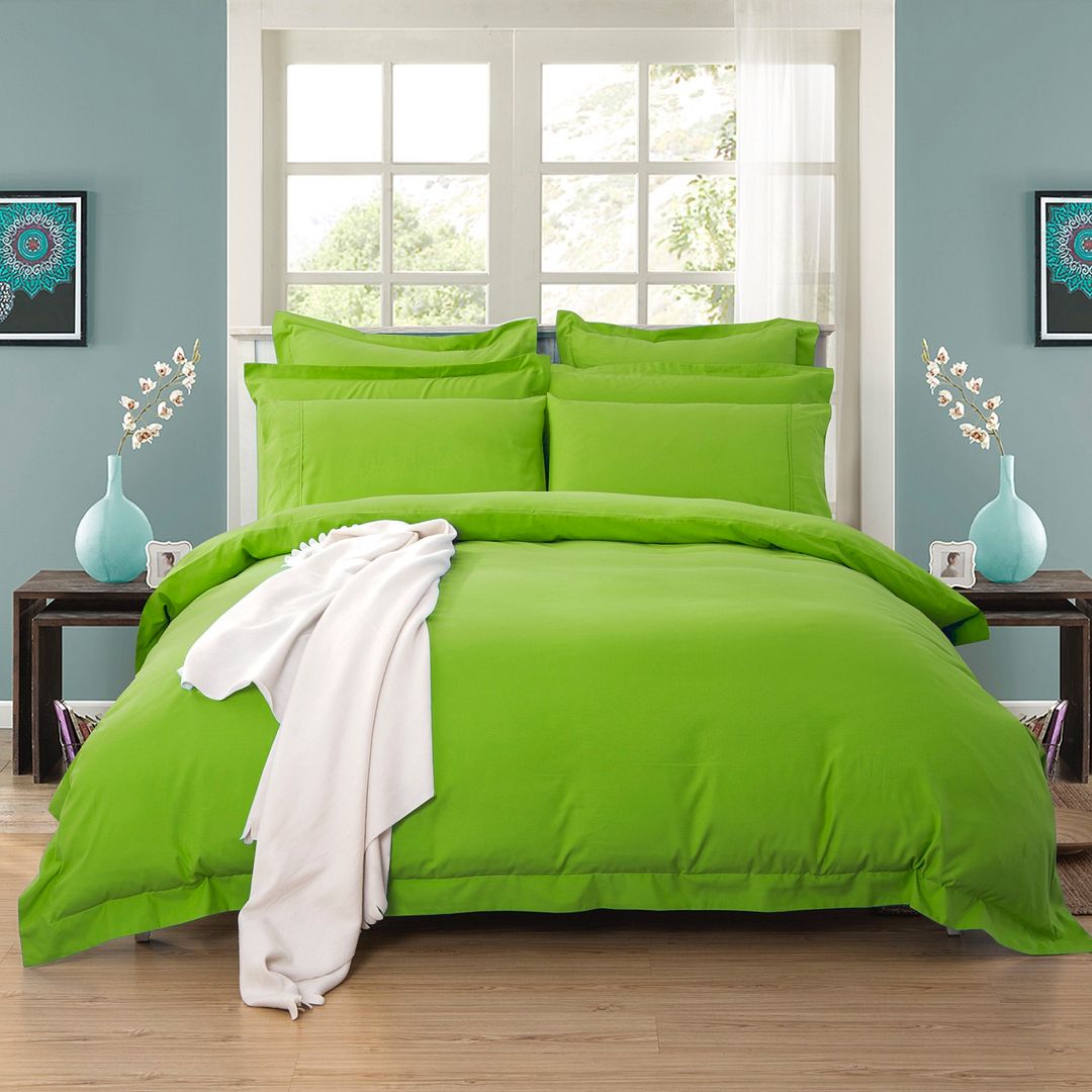 V493-D-8-88299-00 1000TC Tailored Double Size Green Duvet Quilt Cover Set - Image 1