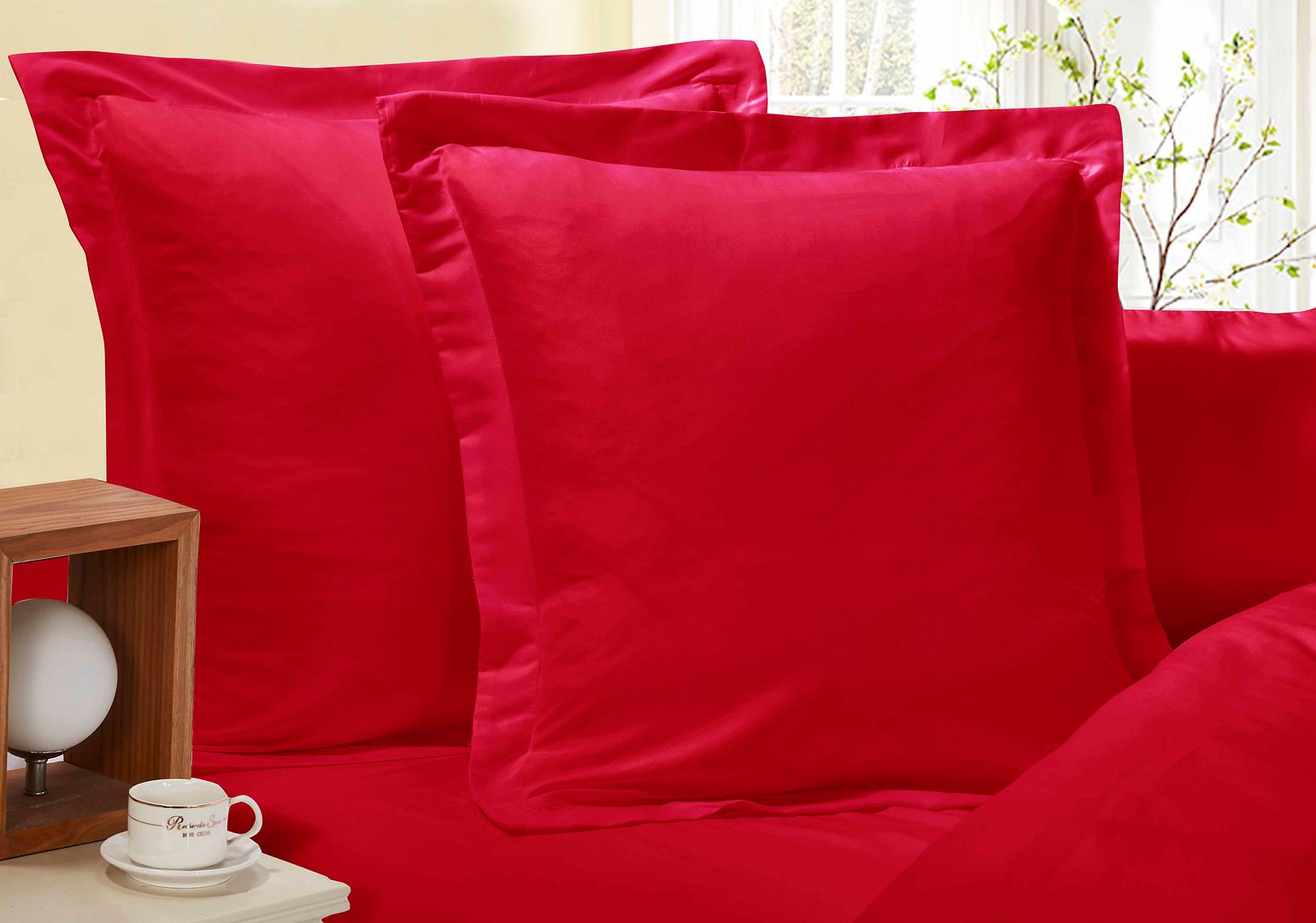 V493-EP-04-88566-00 1000TC Premium Ultra Soft European Pillowcases 2-Pack Red - Image 1