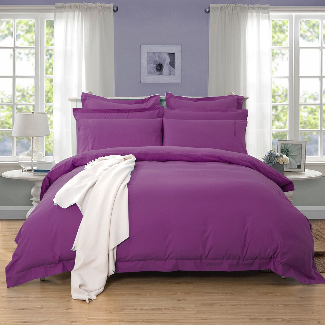 V493-KSB-2-88121-00 1000TC Tailored King Single Size Purple Duvet Quilt Cover Set - Image 1