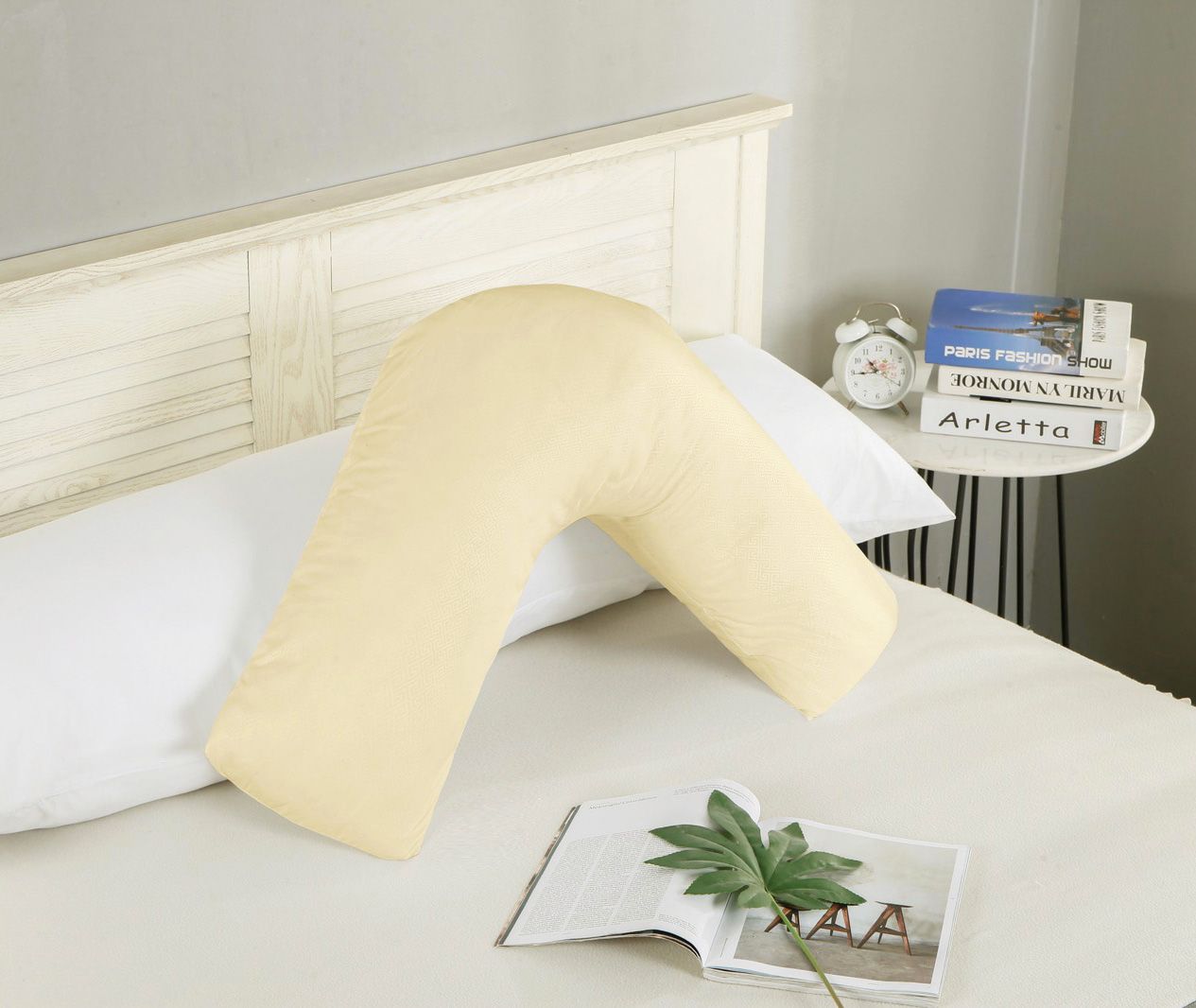 V493-VP-09-88615-00 1000TC Premium Ultra Soft V SHAPE Pillowcase - Yellow Cream - Image 1
