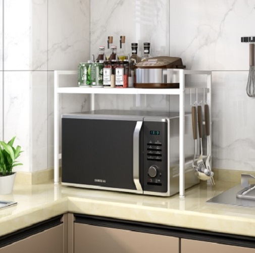 V498-MICROWAVESHELFWH-95089-00 Adjustable Width & Height Microwave Shelf White - Image 1