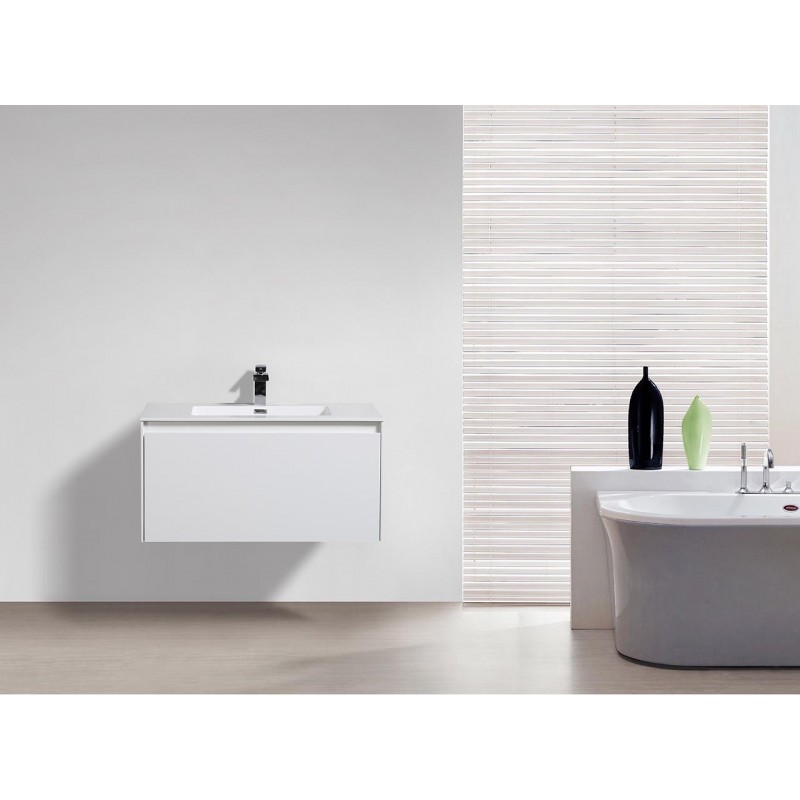 V503-PRD-900-HGWPRD-EA-900-95653-00 Prado wall hung bathroom vanity 900mm Gloss White - Image 1