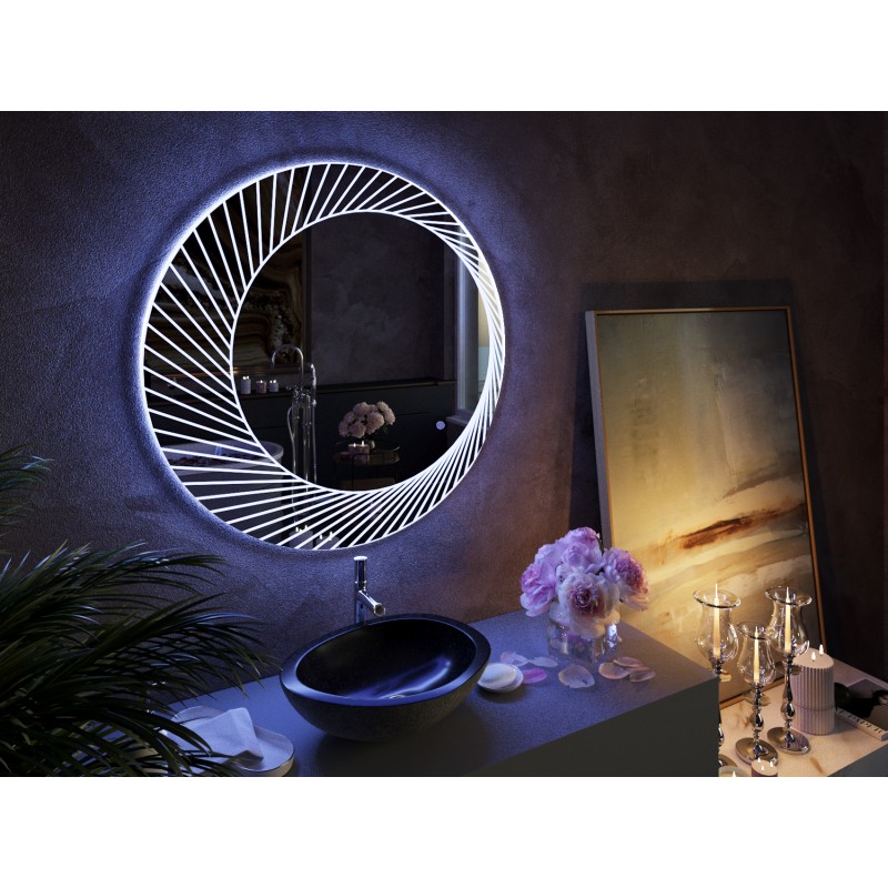 V503-SPC-800-BEL-LED-95616-00 Bucciano Round LED Bathroom Wall Mirror - Image 1