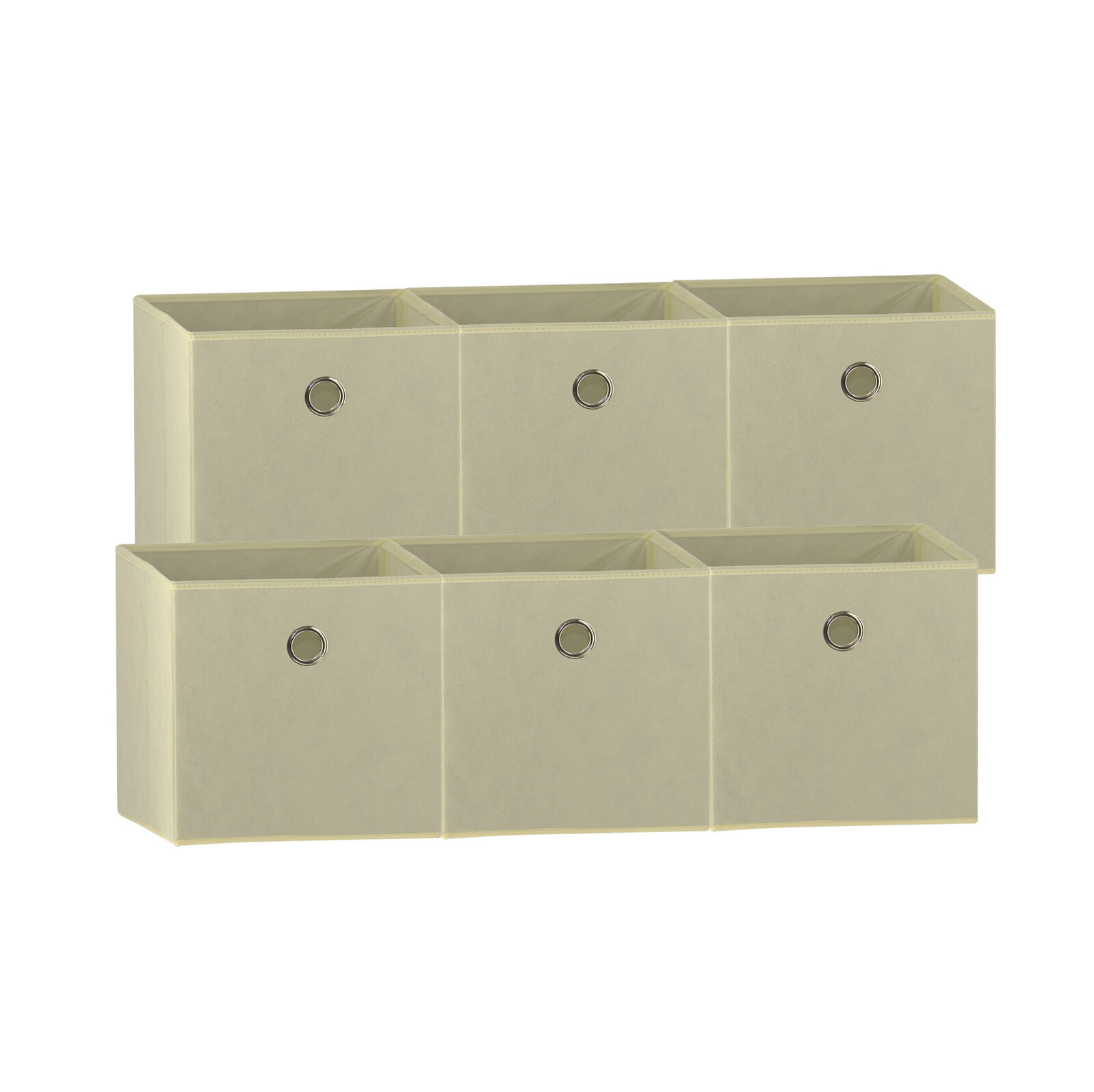 V510-333733_BEIGE_6X-202503121015-00 SORTI 33x33x27 CM Beige 6-Pack Foldable Storage Cubes - Fabric Bookcase Organizers for Toys and More - Image 1