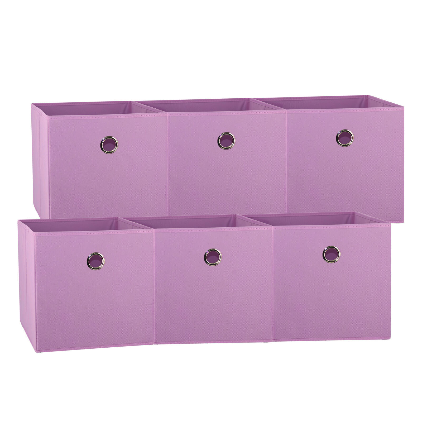 V510-333733_LIGHT_PINK_6X-202503121015-00 SORTI 33x33x27 CM Light Pink 6-Pack Foldable Storage Cubes - Fabric Bookcase Organizers for Toys and More - Image 1