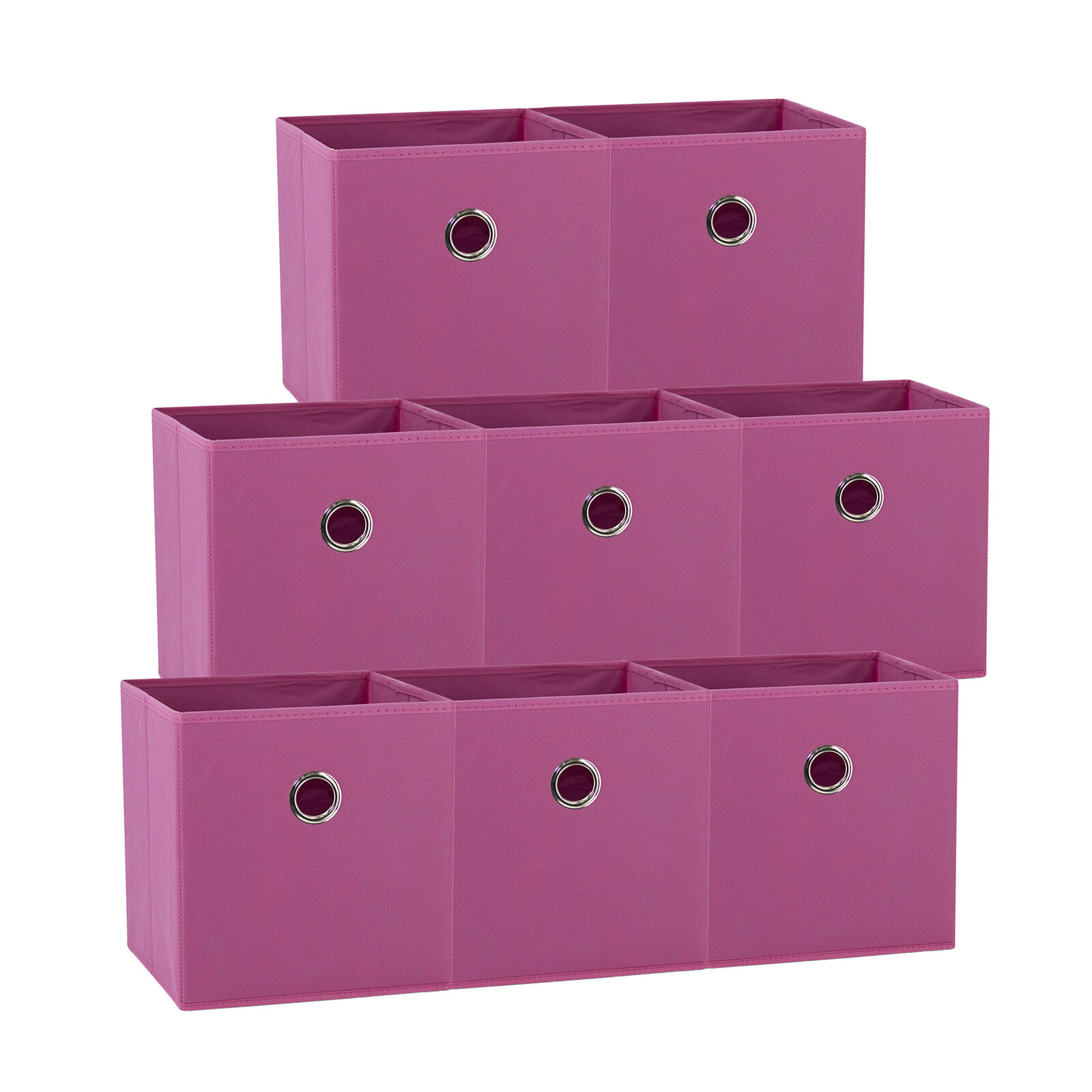 V510-SML_DARK_PINK_8X-202503121016-00 SORTI 27x28x27 CM Dark Pink 8-Pack Foldable Storage Cubes - Fabric Bookcase Organizers for Toys and More - Image 1