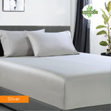 V517-BCFS-KSSILBCSPC-94425-00 400 thread count bamboo cotton 1 fitted sheet with 2 pillowcases king single silver - Image 1