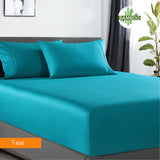 V517-BCFS-KTEBCSPC-94428-00 400 thread count bamboo cotton 1 fitted sheet with 2 pillowcases king teal - Image 1