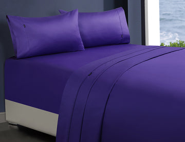 V517-CFS1000SPC-QVI-94649-00 1000tc egyptian cotton 1 fitted sheet and 2 pillowcases queen violet - Image 1