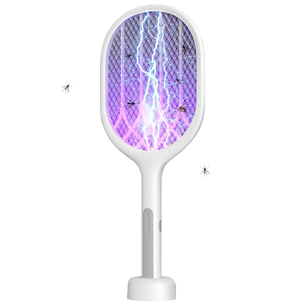 V522-ELECTRICMOSQUITOSWATTER-98113-00 LIFEBEA Electric Fly Swatter Racket, Mosiller 2 in 1 Smart Bug Zapper with USB Rechargeable Base, 2000 mah,Powerful Mosquitoes Trap Lamp - Image 1