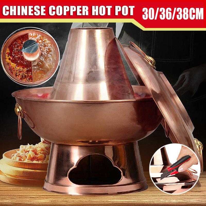V528-YYG-38-795503-202503282140-00 Stainless Steel Charcoal Chinese Copper Hot Pot Old Beijing Cookware Camping HOT - 38CM - Image 1