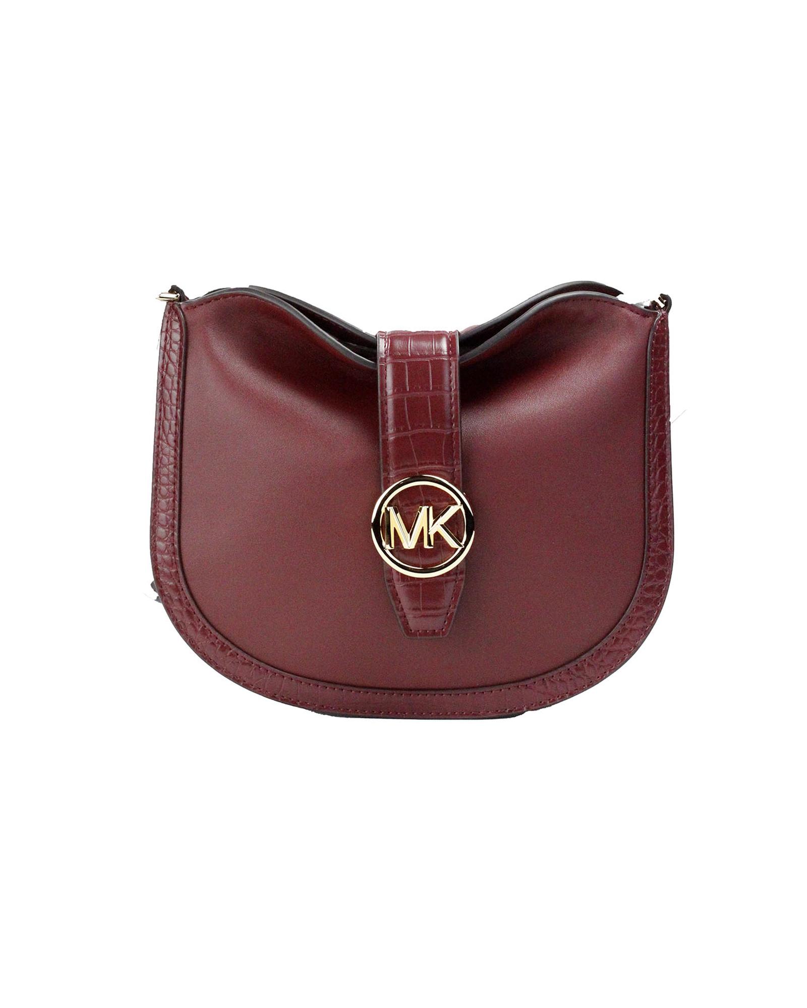 V539-79750-202506111617-00 Michael Kors Women's Gabby Small Dark Cherry Leather Foldover Hobo Crossbody Bag - One Size - Image 1