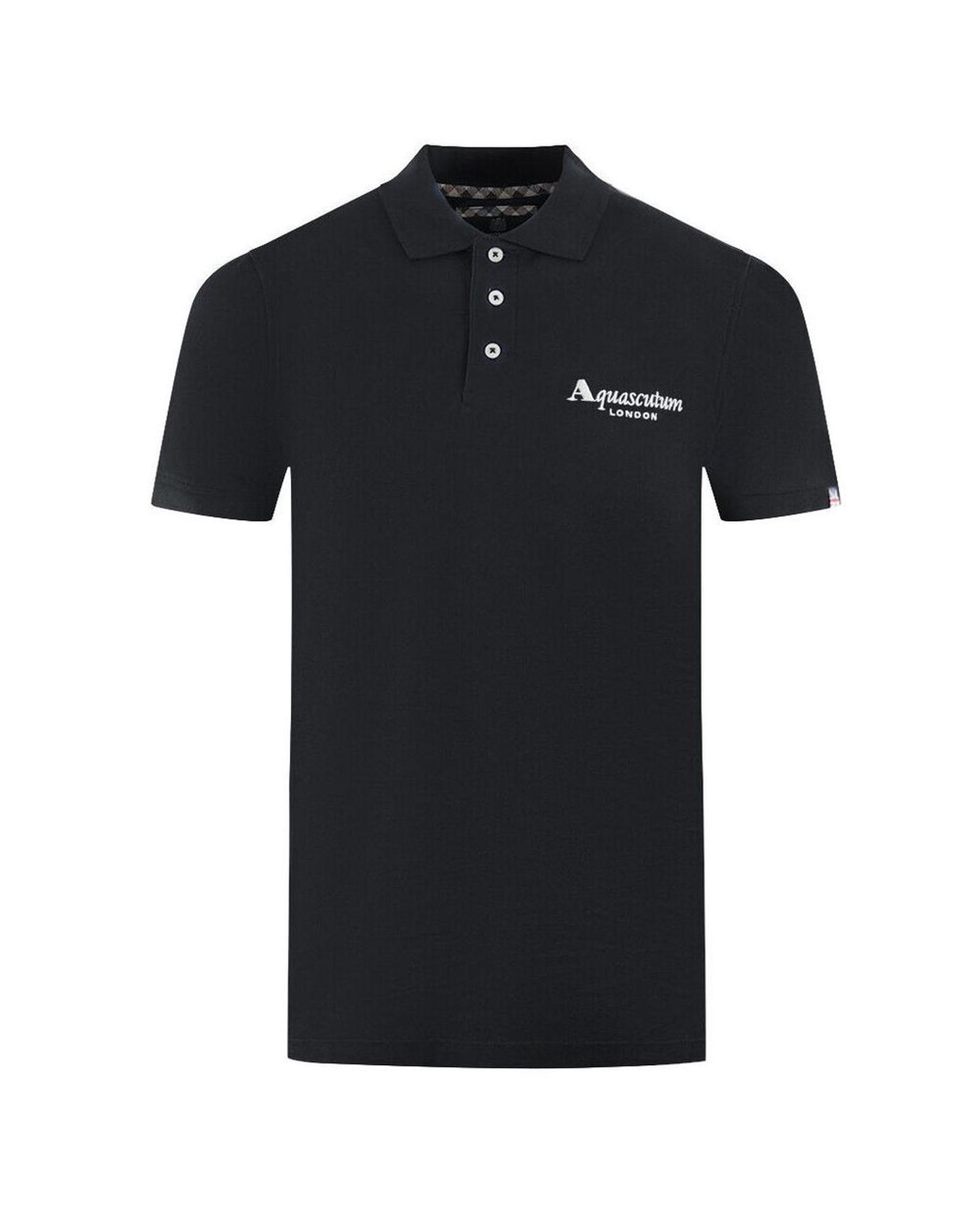 V539-AQ-12043-M-169949-00 Aquascutum Men's Black Cotton Polo Shirt - M - Image 1