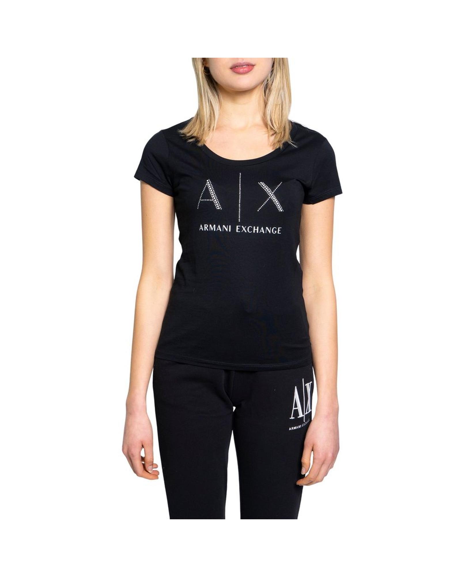 V539-AR-6515900009-IT38XS-202506111636-00 Armani Exchange Women's Black Cotton Tops & T-Shirt - 38 IT - Image 1
