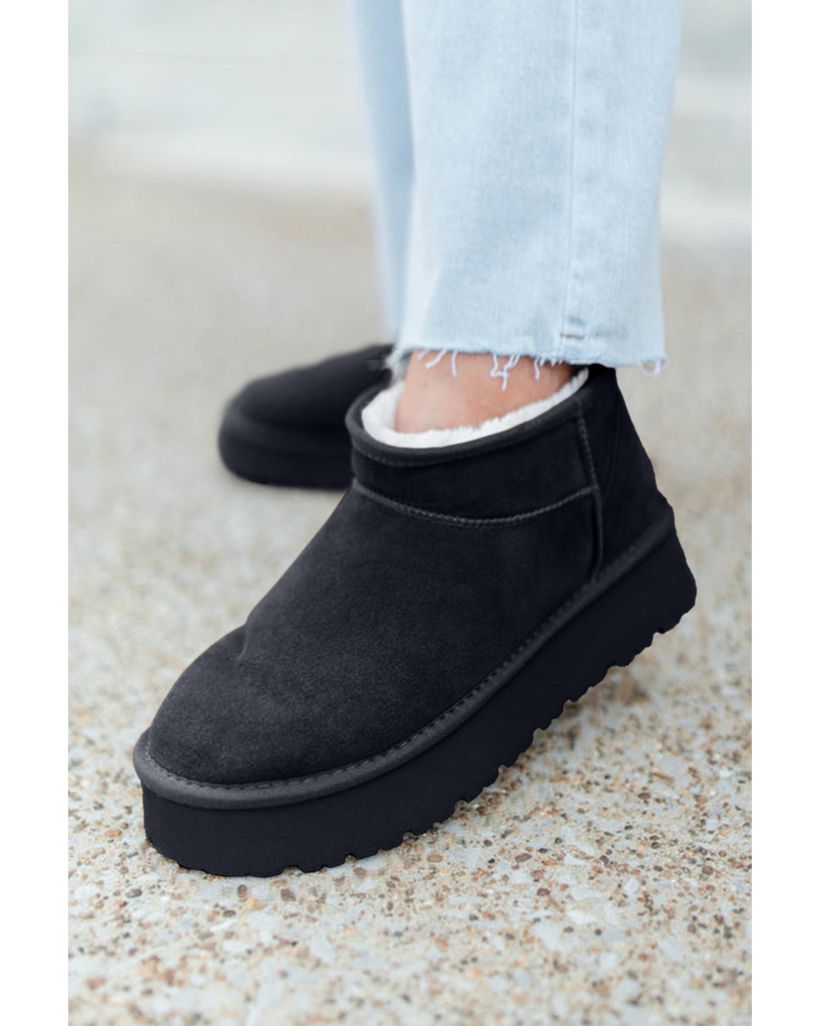 V539-AZEXBH023016-P2-40-202508272200-00 Black Faux Fur Lined Suede Ankle Snow Boots - 40 EU - Image 1