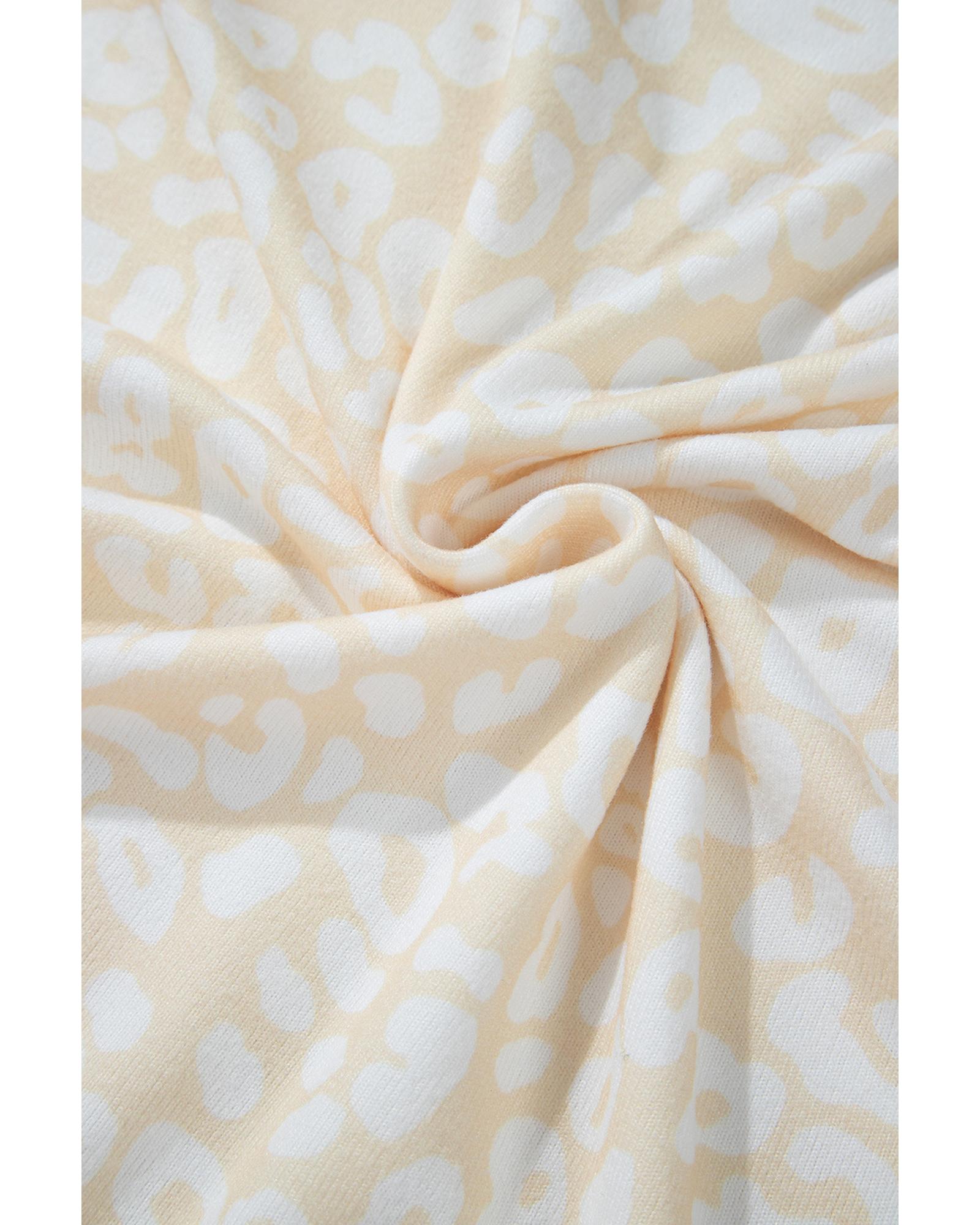 V539-AZEXDC151042-P120-S-202506112122-00 White Cheetah Print Two Piece Loose Fit Cozy Loungewear - S - Image 1