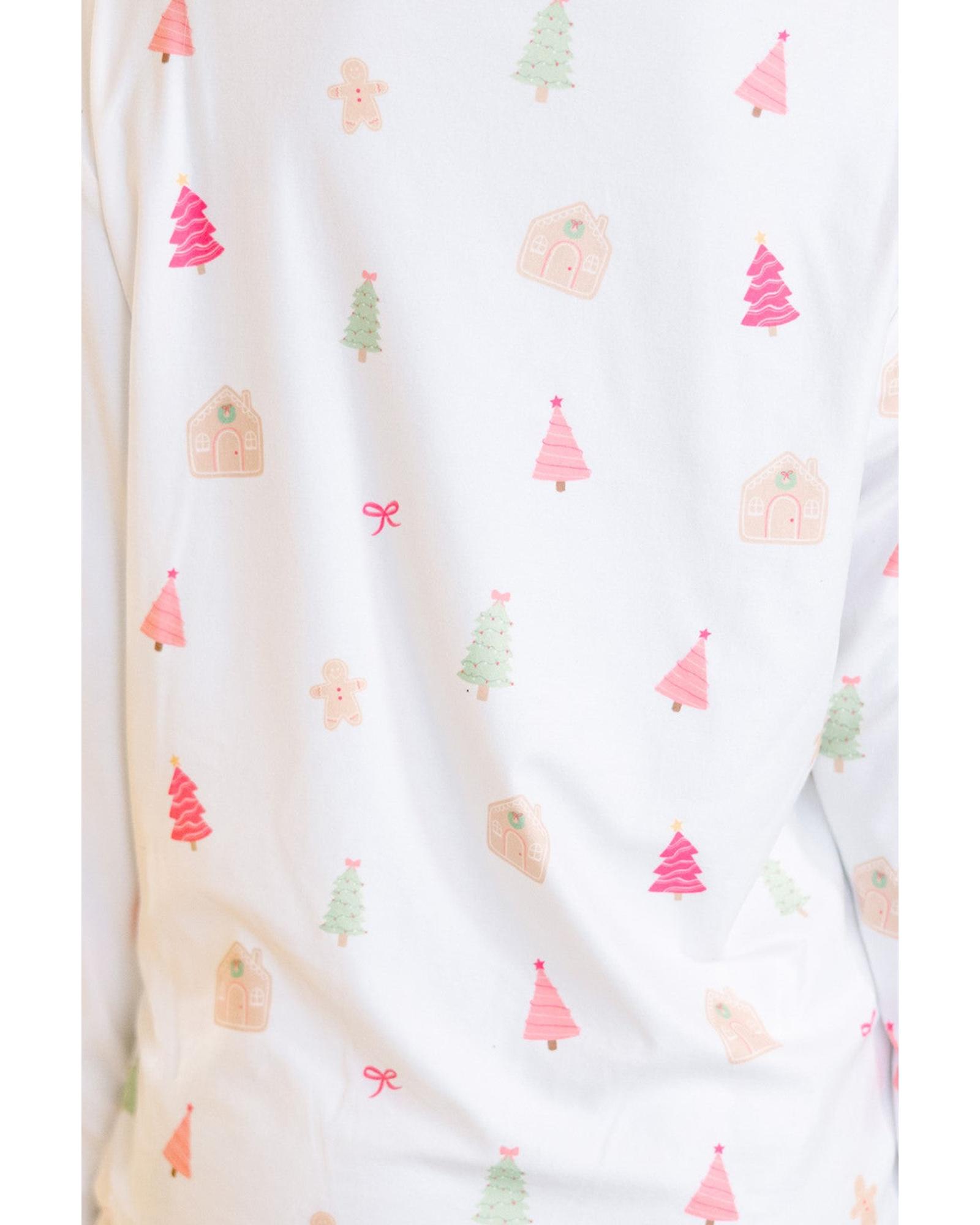 V539-AZEXDC151157-P120-XL-202508271945-00 White Christmas Print Short Sleeve Shirt and Shorts Pajama Set - XL - Image 1
