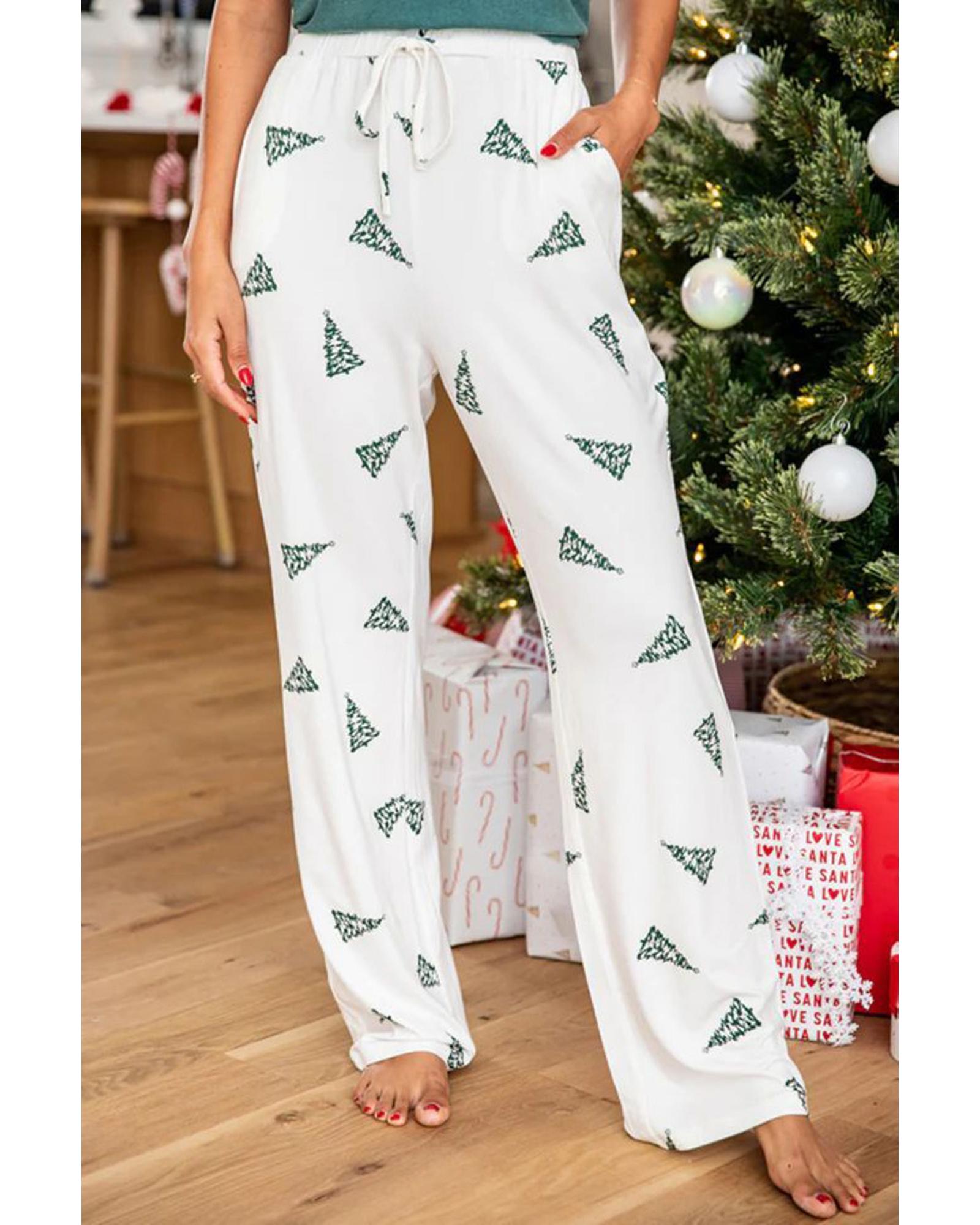V539-AZEXDC15753-P1809-XL-202508272145-00 Skobeloff Christmas Tree Print Tee and Pants Lounge Set - XL - Image 1