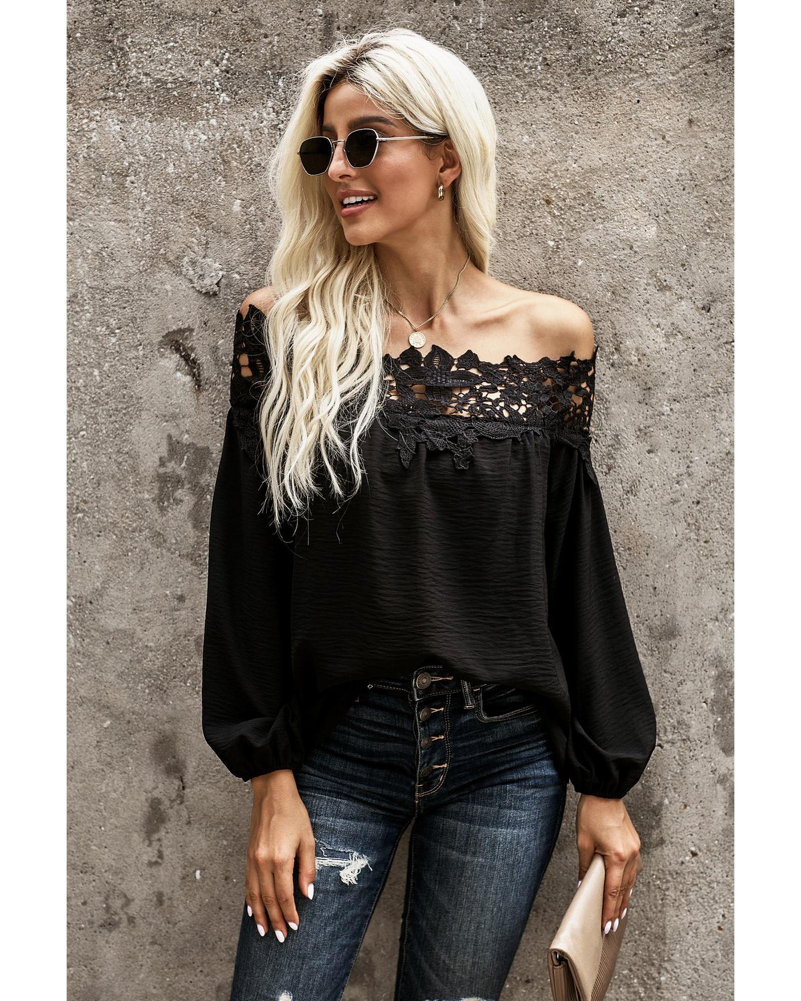 V539-AZEXDC2511163-2-XL-202508261100-00 Azura Exchange Lace Off The Shoulder Top - XL - Image 1