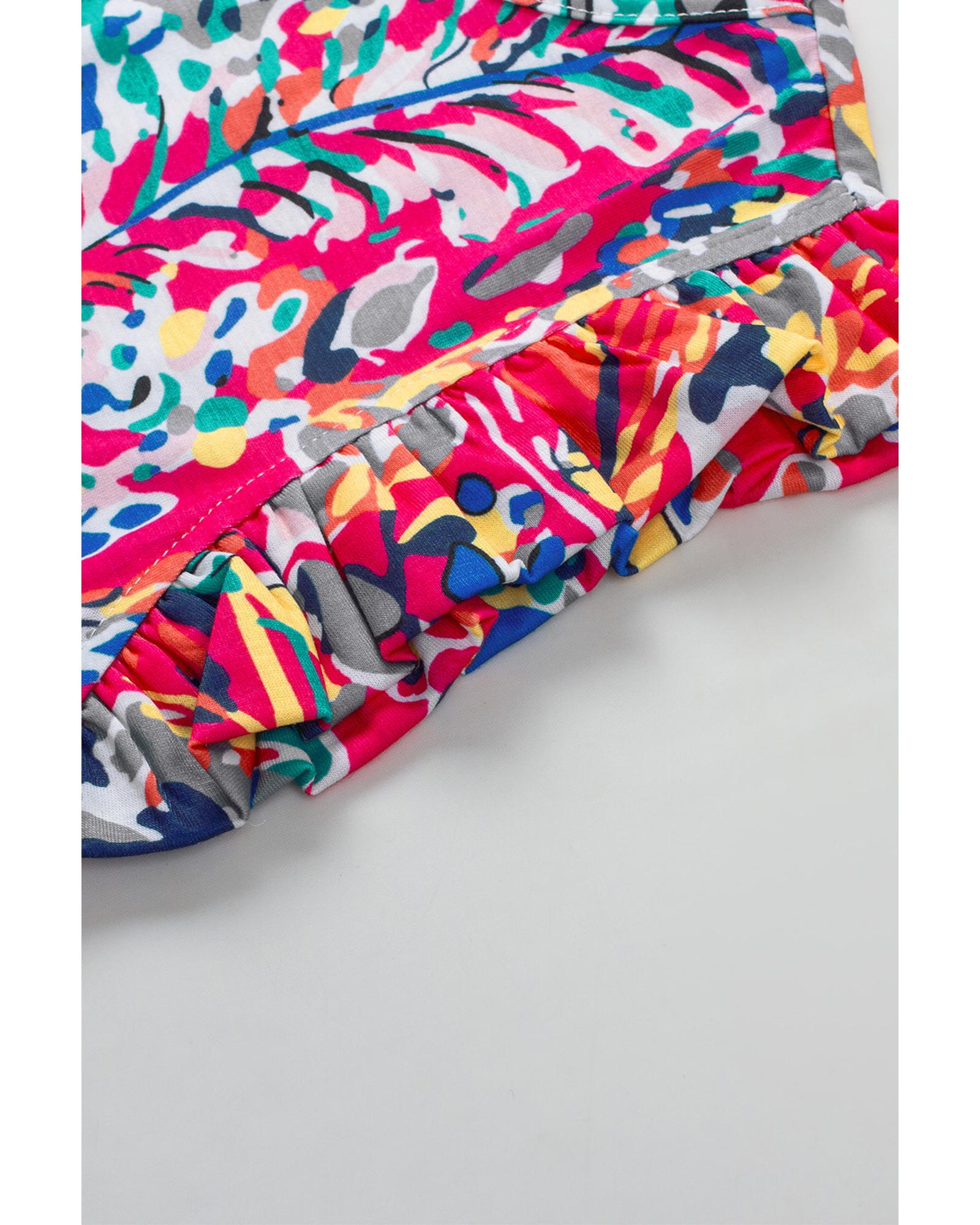 V539-AZEXDC25112445-6-XL-202508270610-00 Rose Floral Print Tank Top with Ruffles - XL - Image 1