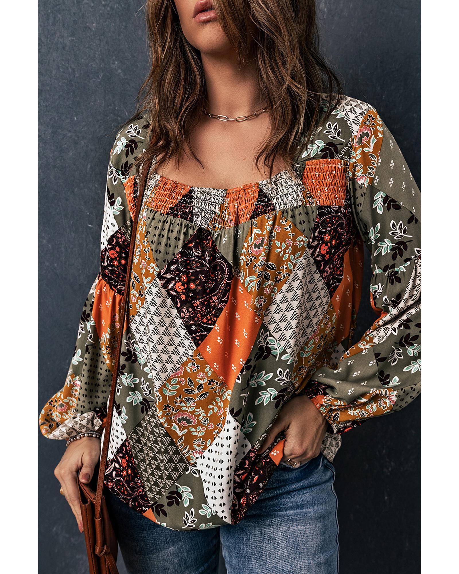 V539-AZEXDC25116344-9-2XL-202508260530-00 Azura Exchange Mixed Print Blouse - 2XL - Image 1