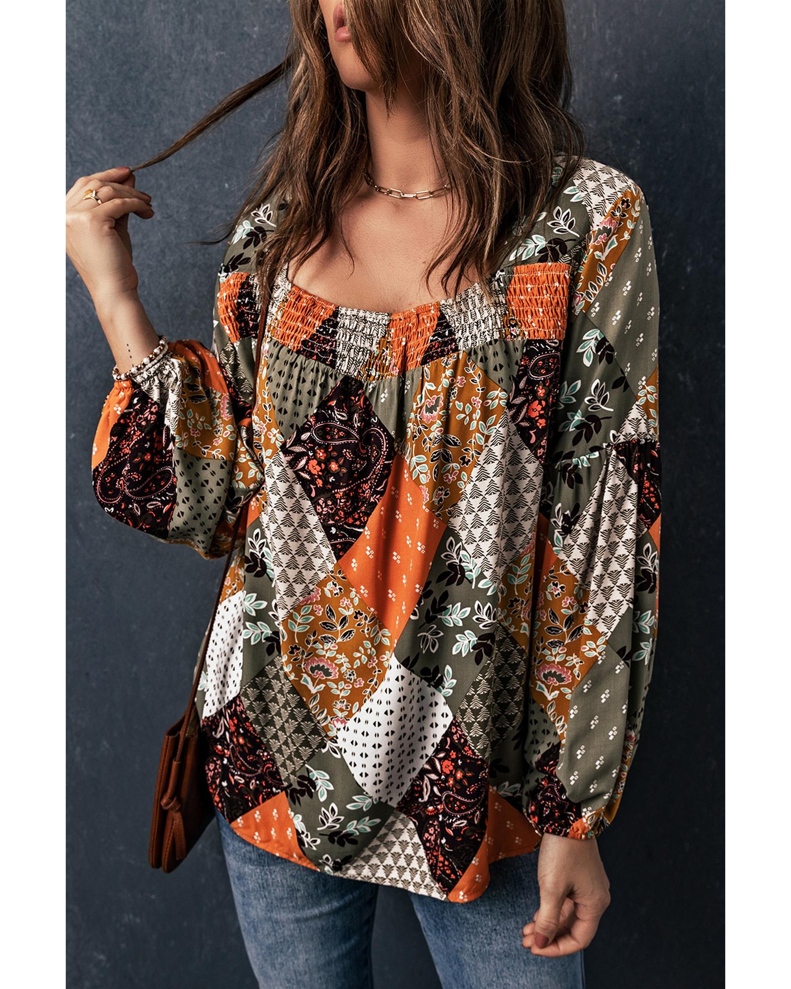 V539-AZEXDC25116344-9-XL-202509010220-00 Azura Exchange Mixed Print Blouse - XL - Image 1