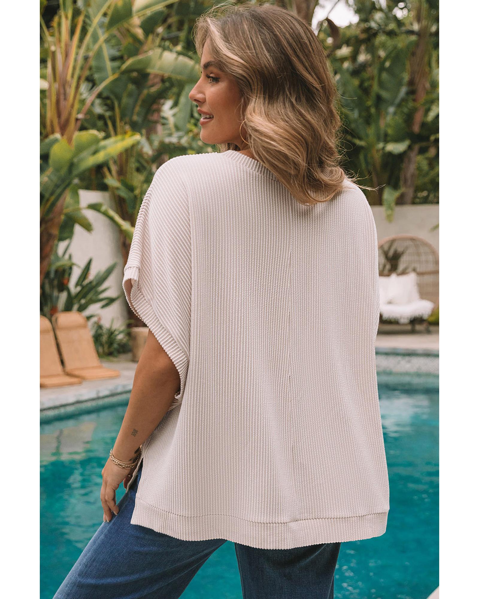 V539-AZEXDC25121156-18-M-202508262035-00 Azura Exchange Ribbed Knit Batwing Sleeve Tunic - M - Image 1