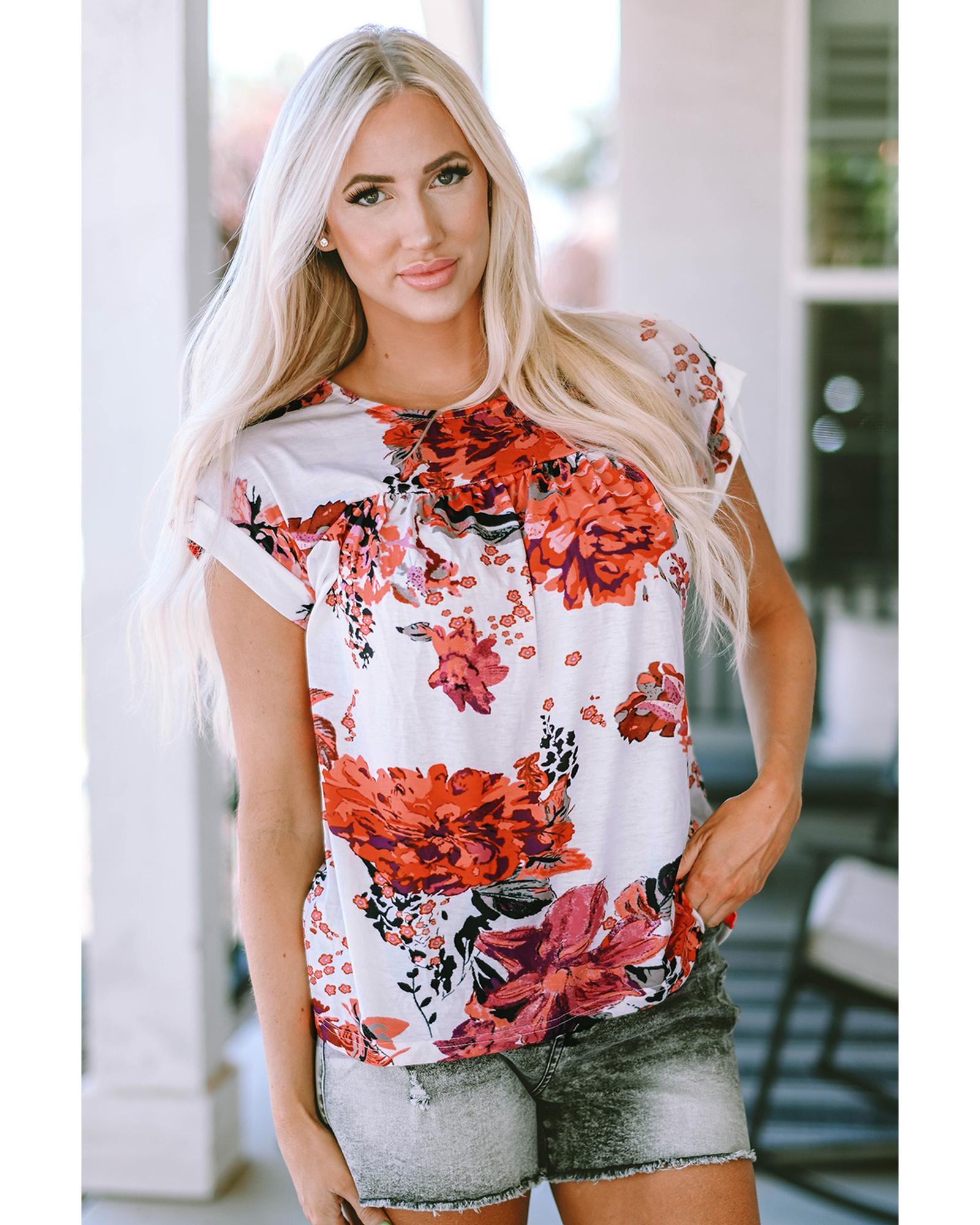 V539-AZEXDC25121305-3-M-202508260405-00 Azura Exchange Short Sleeve Round Neck Blouse - M - Image 1