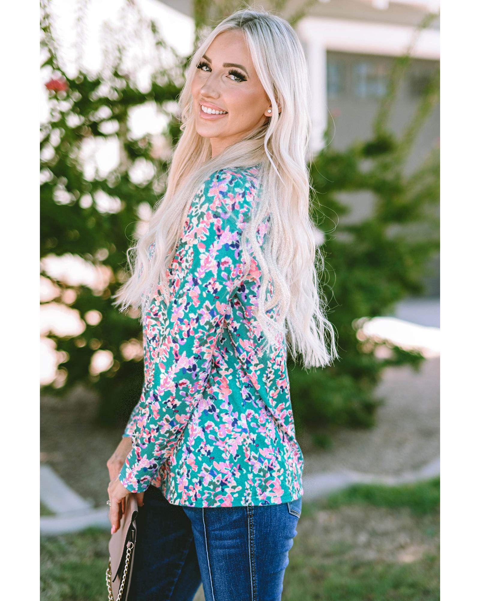 V539-AZEXDC25122450-9-S-202508252125-00 Azura Exchange Elegant Floral Print Long Sleeve Blouse - S - Image 1