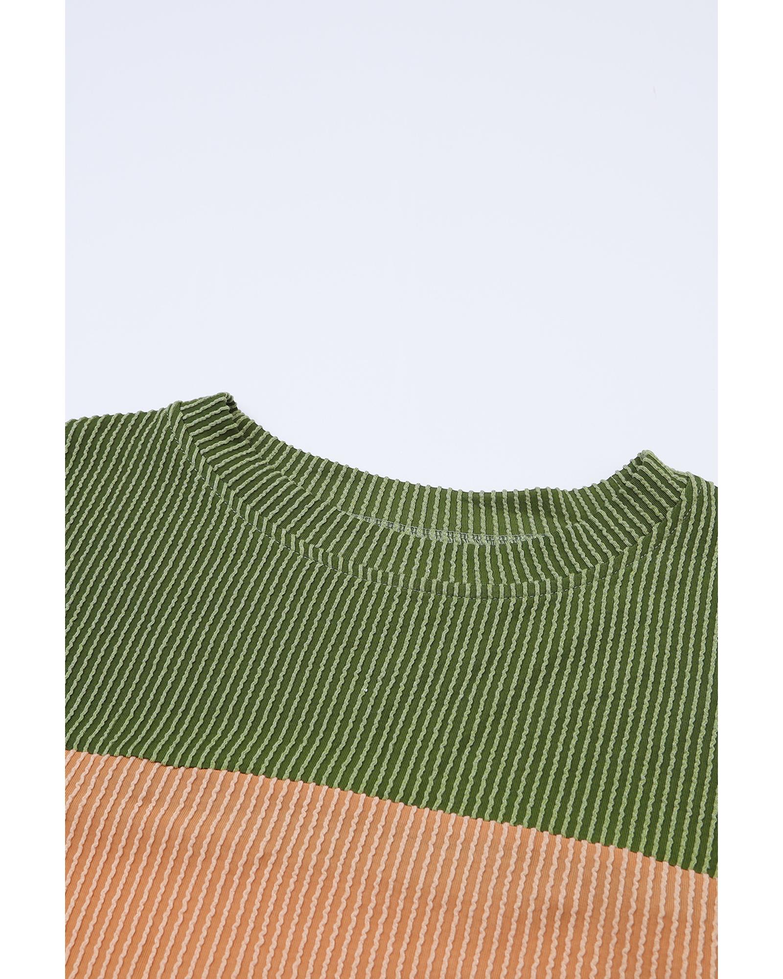 V539-AZEXDC25123172-9-L-202508291125-00 Azura Exchange Color Block Ribbed Long Sleeve Top - L - Image 1