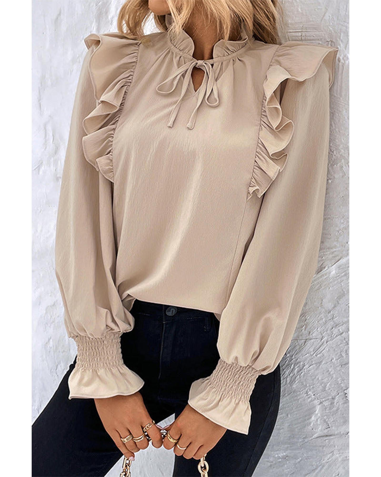 V539-AZEXDC25123254-16-L-202508291215-00 Azura Exchange Ruffled Bubble Sleeve Blouse - L - Image 1