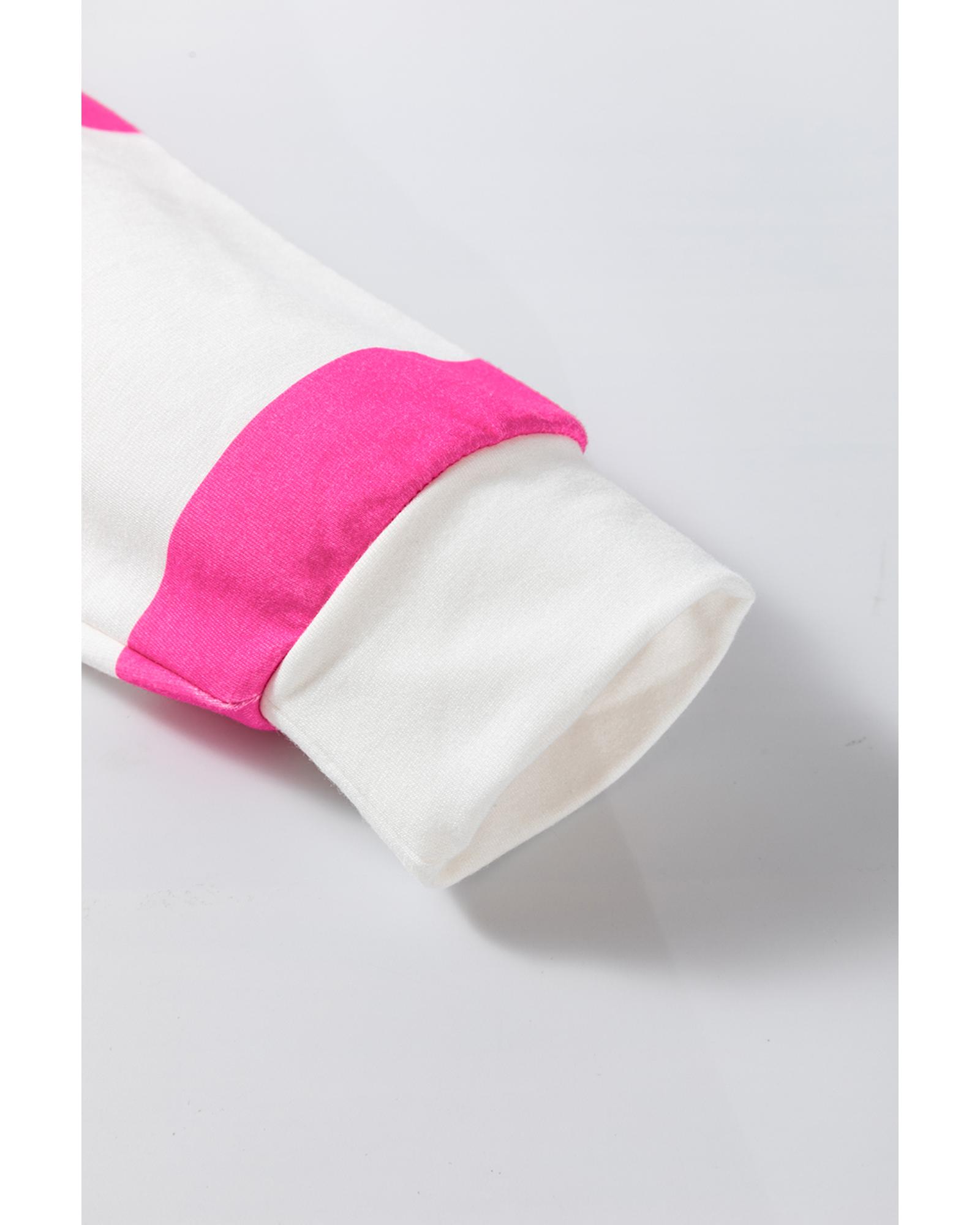 V539-AZEXDC25128406-P1010-S-202506120215-00 Light Pink Colorblock Striped Drop Shoulder Long Sleeve Top - S - Image 1