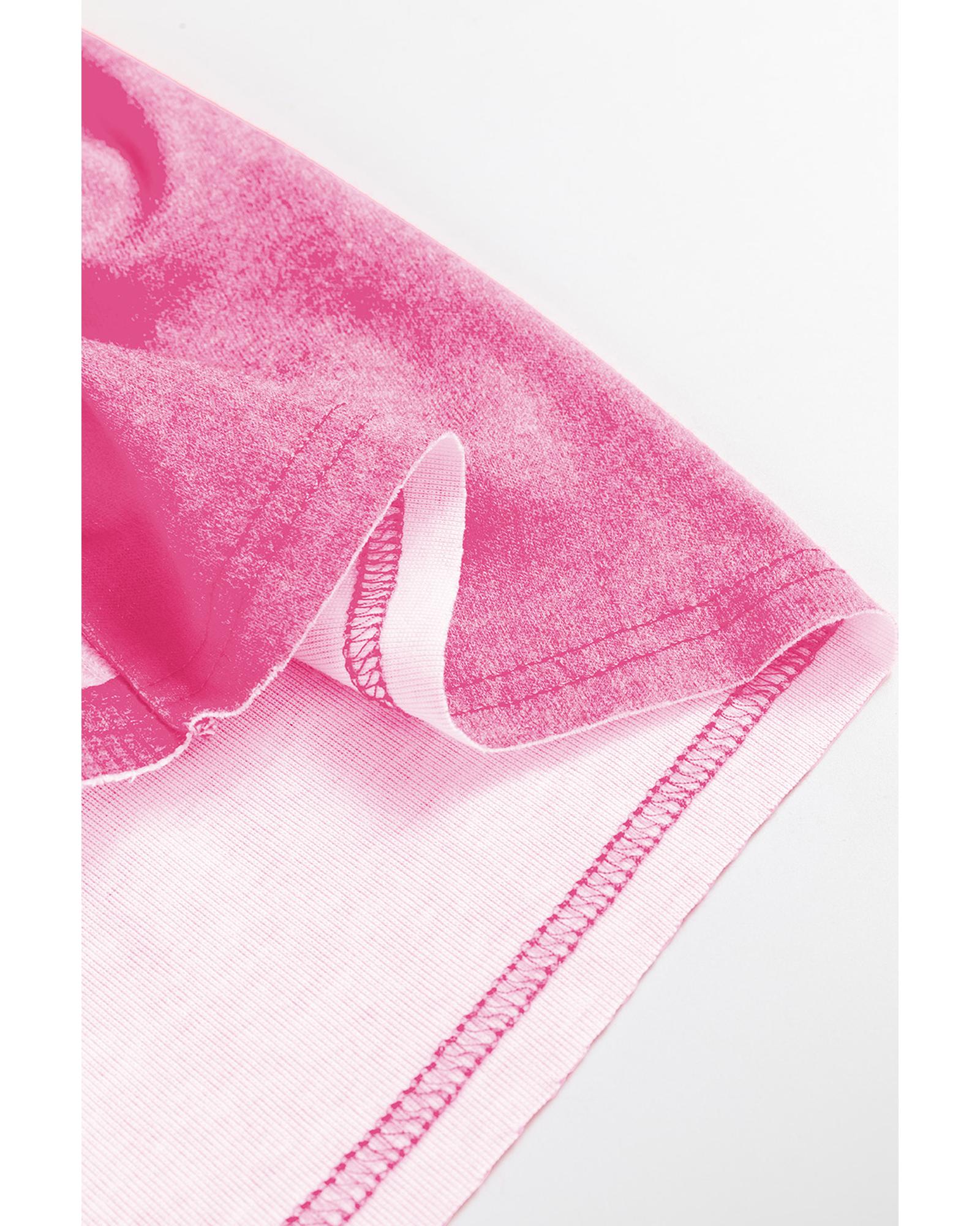 V539-AZEXDC25128906-P622-M-202508271630-00 Rose Red Checkerboard Striped Patchwork Lantern Sleeve Pocketed Blouse - M - Image 1