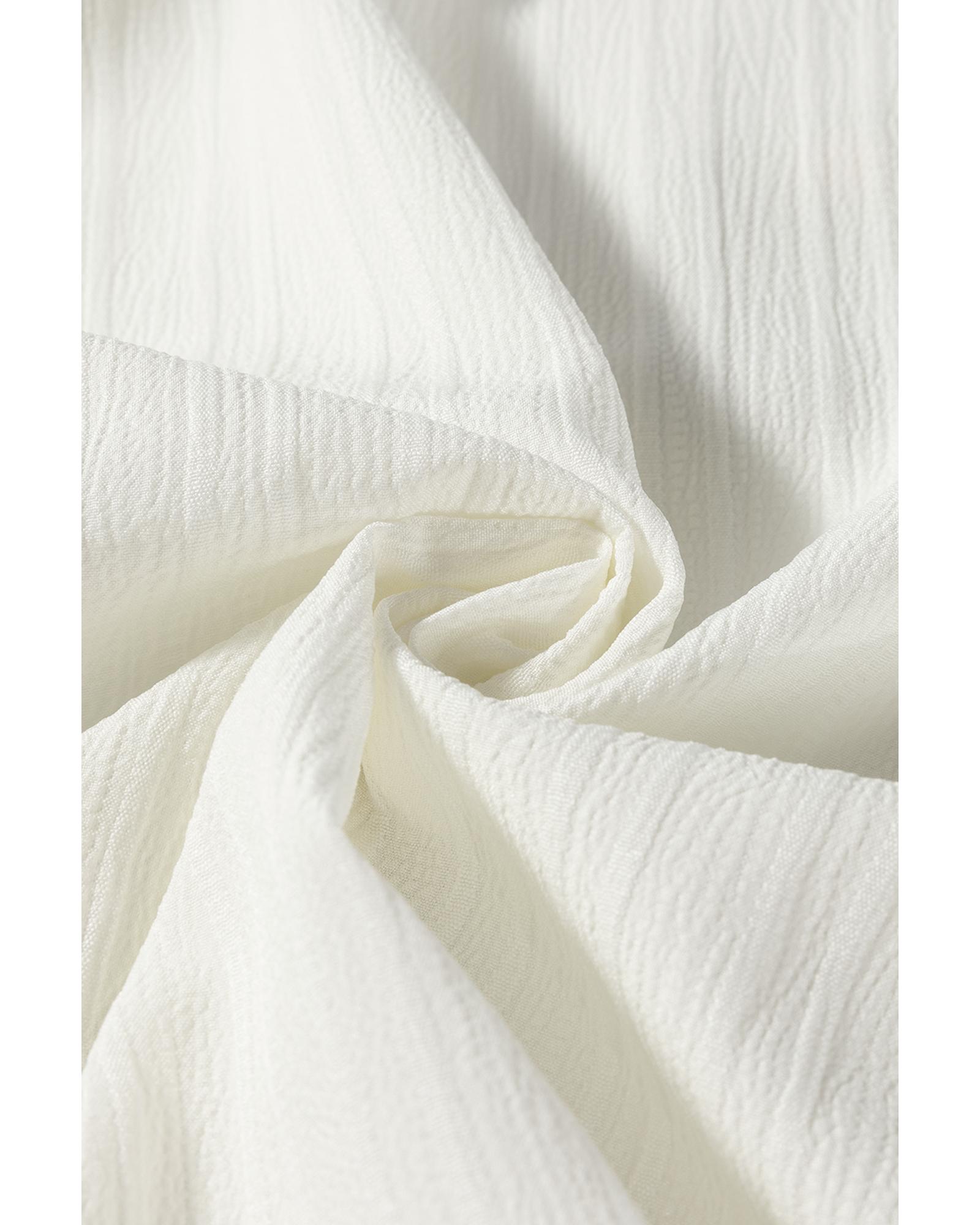 V539-AZEXDC25129184-P101-XL-202508272355-00 White Textured Colorblock V Neck Elegant Blouse - XL - Image 1