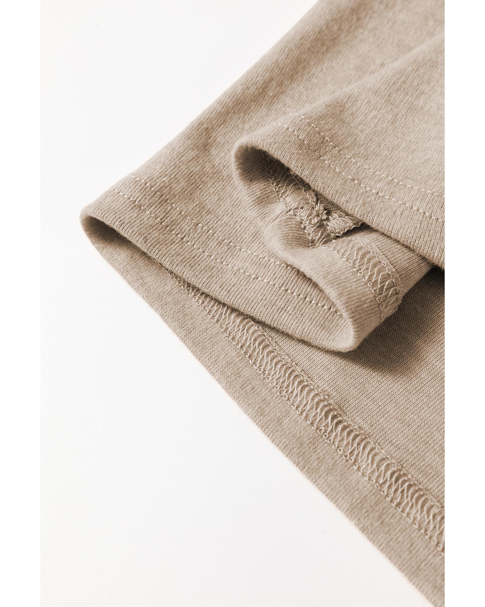 V539-AZEXDC25129189-P6016-S-202506120706-00 Parchment Seam Detail Lace Contrast Cuffs Raglan Sleeve Top - S - Image 1