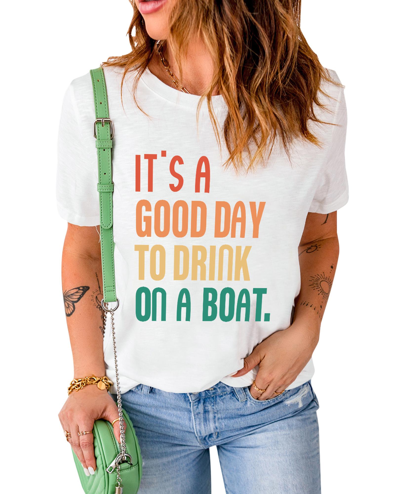 V539-AZEXDC25216518-1-2XL-202508260520-00 Azura Exchange Good Day Boat Letters T-Shirt - 2XL - Image 1